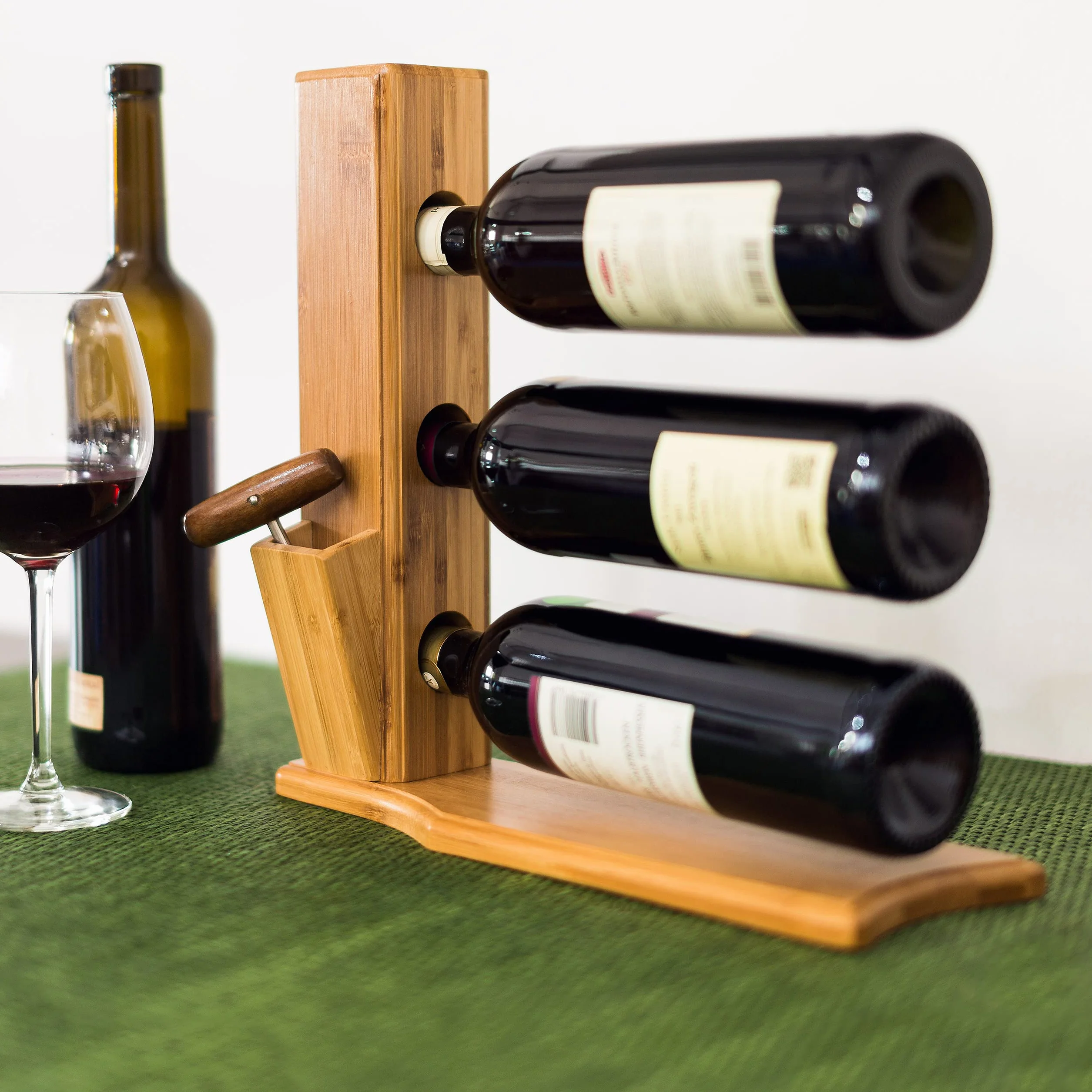 Bambusowy stojak na wino 32x34x12 cm na 3 butelki Relaxdays