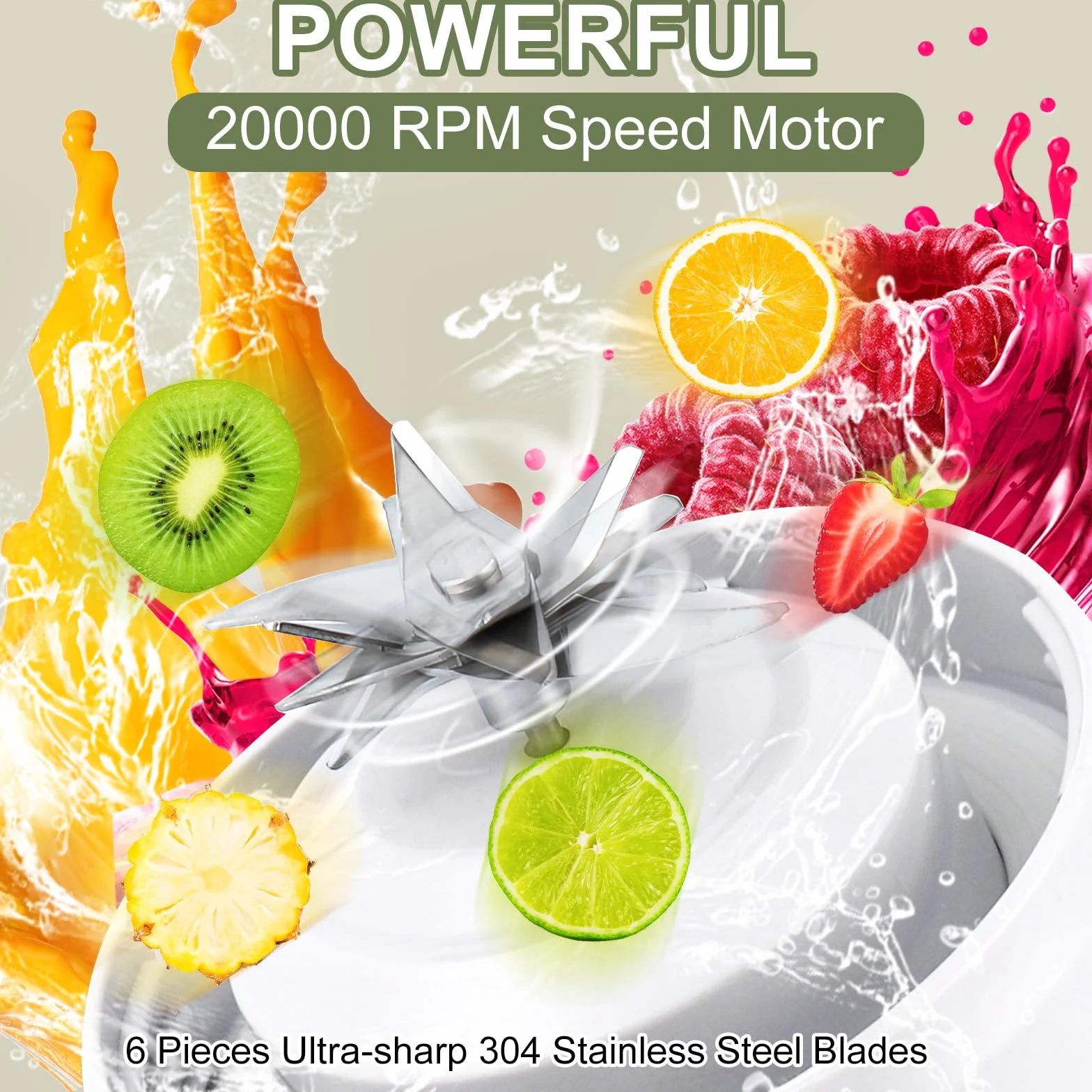 Euakee Przenośny blender 500 ml Mini blender USB z akumulatorem do świeżych soków i koktajli, przenośny mini blender z 7 ultra ostrymi ostrzami, do domu, biura, podróży, siłowni