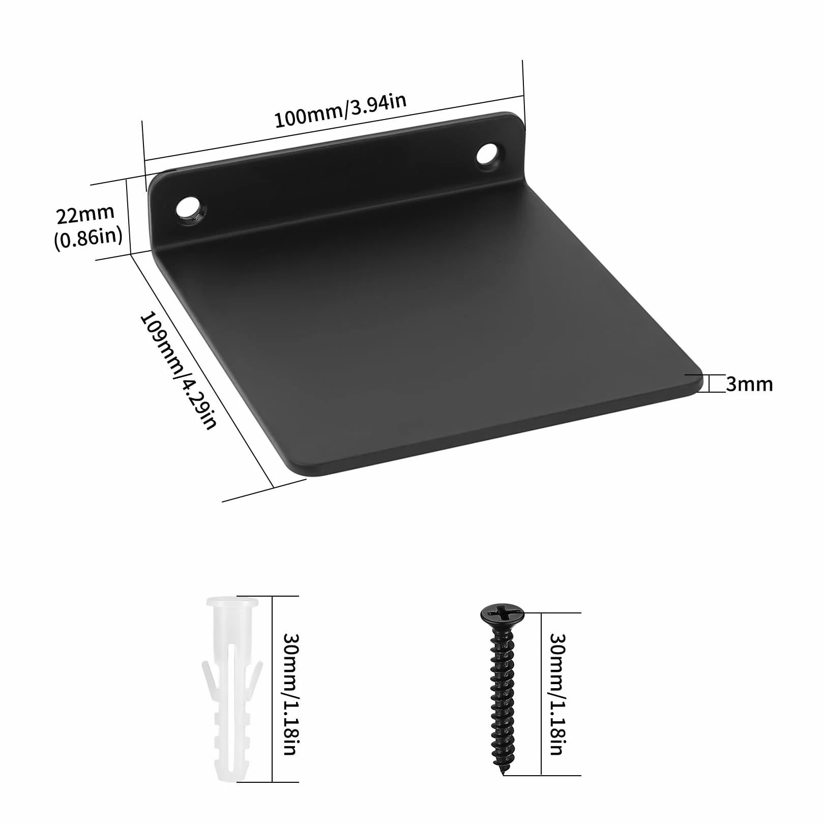 Zestaw 2 małych czarnych półek ściennych, mini półek ściennych, czarnych wiszących półek ściennych, czarnej półki do pokoju dziecięcego, dekoracji regału do kuchni, łazienki, salonu, 11 x 10 x 2,3 cm