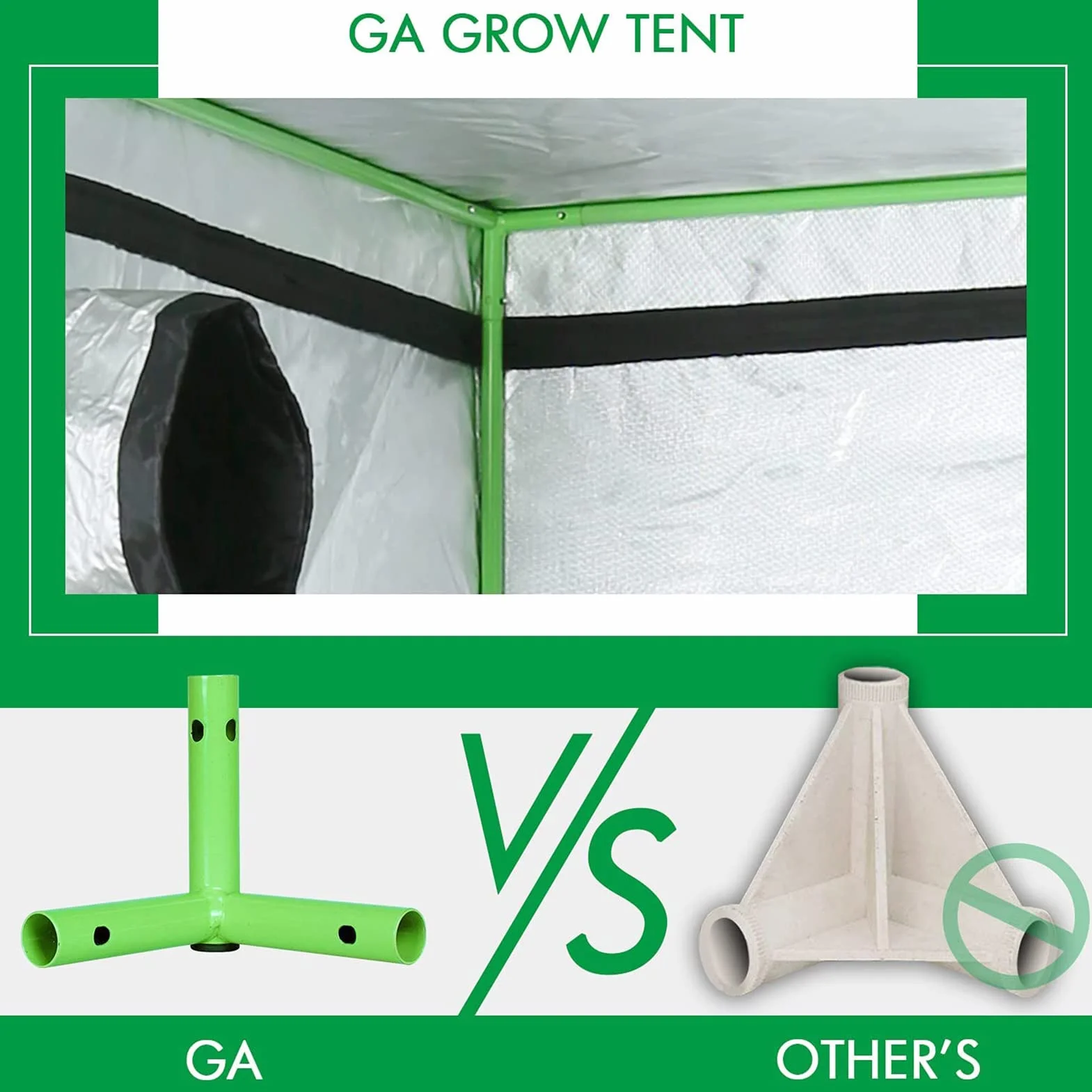 GA Grow namiot do uprawy 60 x 60 x 120 cm, odblaskowy namiot do uprawy hydroponicznej mylaru, z oknem obserwacyjnym i wodoodporną tacą podłogową do uprawy roślin w pomieszczeniach, 50 x 5 cm