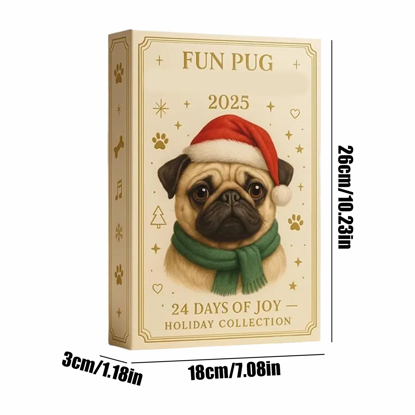 Kalendarz adwentowy 2D pug kalendarz adwentowy mops kalendarze płaskie wisiorki akrylowe 2d ozdoby choinkowe, prezenty świąteczne dla miłośników