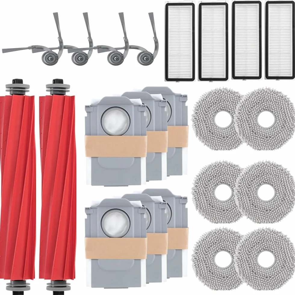 Akcesoria zamienne do roborock serii Qrevo - QV 35A, QV 35S, QR 598, QR 798 robot odkurzający, 2 szczotki główne, 4 szczotki boczne, 4 filtry HEPA, 6 ściereczek, 6 worków do odkurzacza