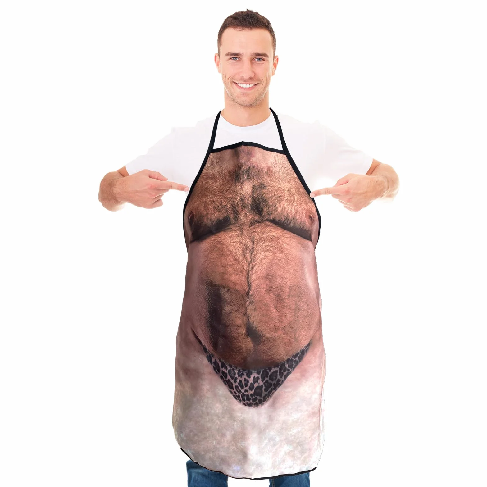 Męski fartuch kuchenny humorystyczny prezent na imprezę grillową, brzowy