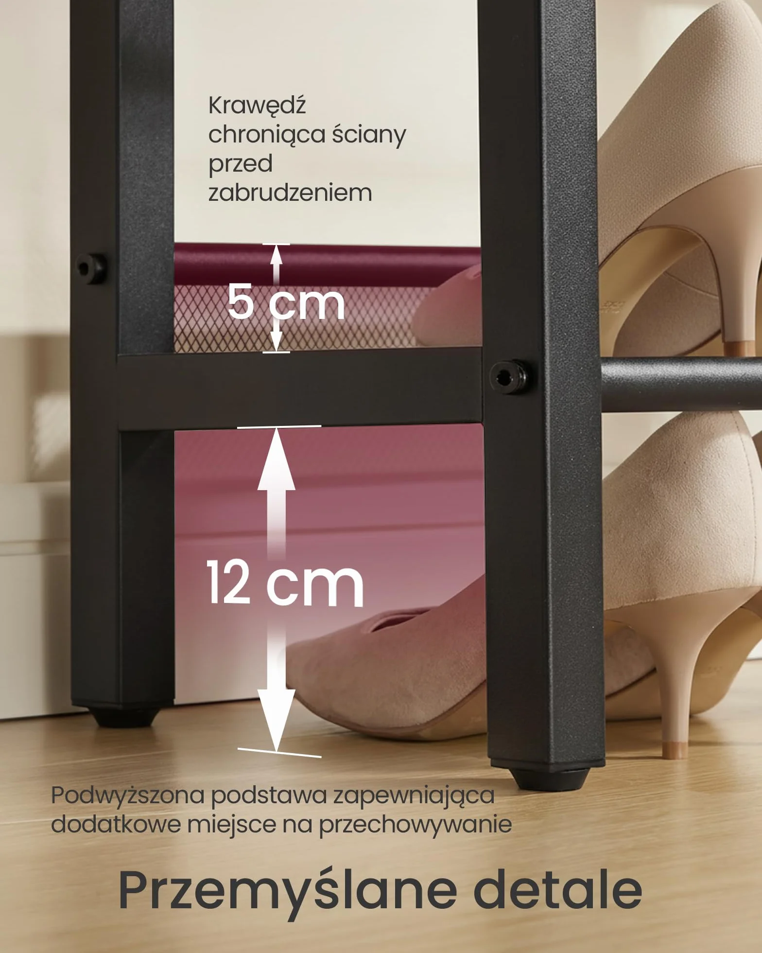 VASAGLE 3-poziomowa ławka na buty, półka na buty, z podniesionymi krawędziami, styl przemysłowy, łatwy montaż, 28 x 75 x 50 cm, vintage brązowy i czarny tusz LSB070KD02