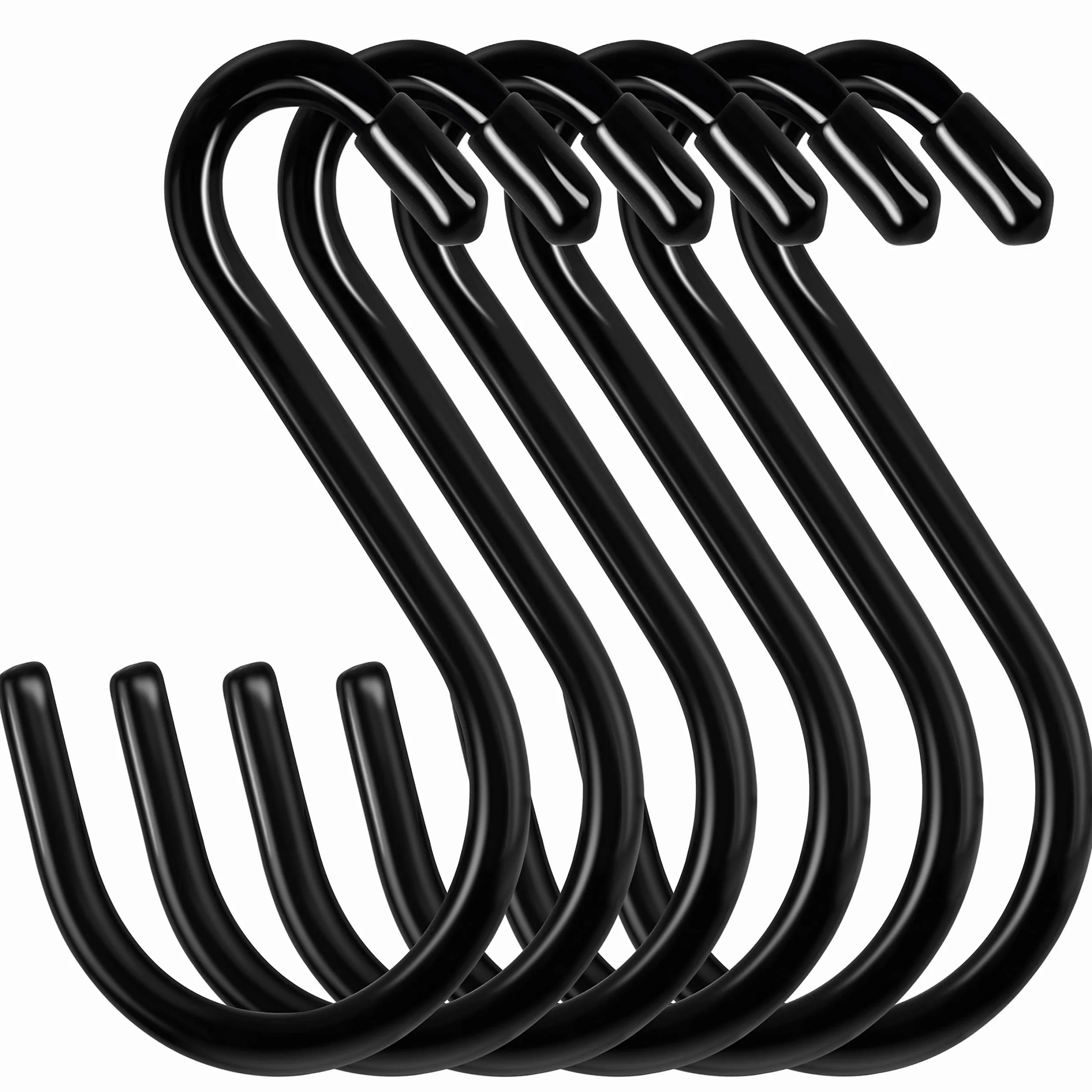 Bolatus 12 sztuk haków S dużych, 15 cm, obciążenie do 20 kg, haki wiszące w kształcie litery S, czarne, do dużych obciążeń, metalowe haki antykorozyjne, do kuchni, łazienki, sypialni, biura, haki ze