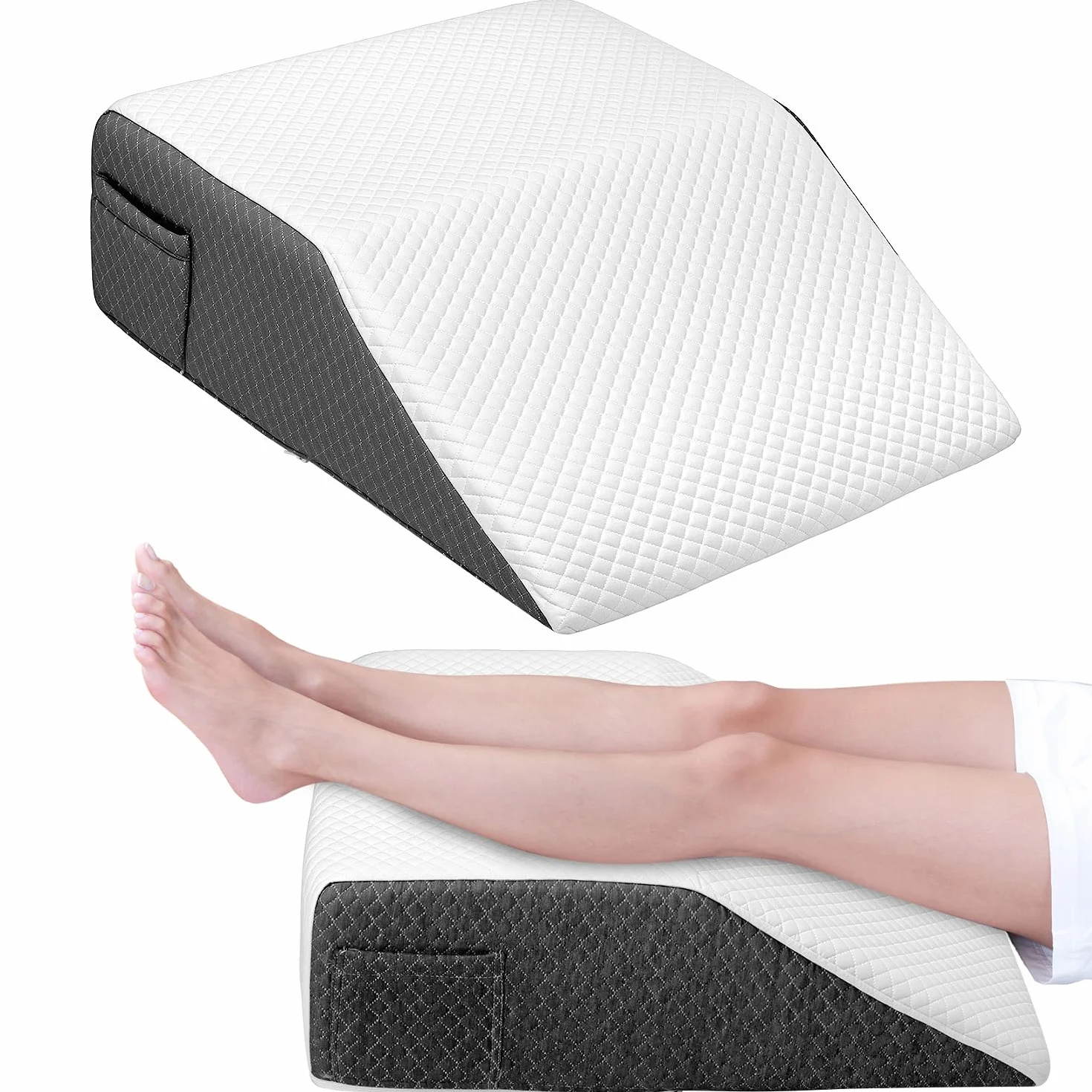 QWORK Poduszka na nogę, ergonomiczna poduszka do podnoszenia nóg, poduszka z pianki z pamięcią kształtu