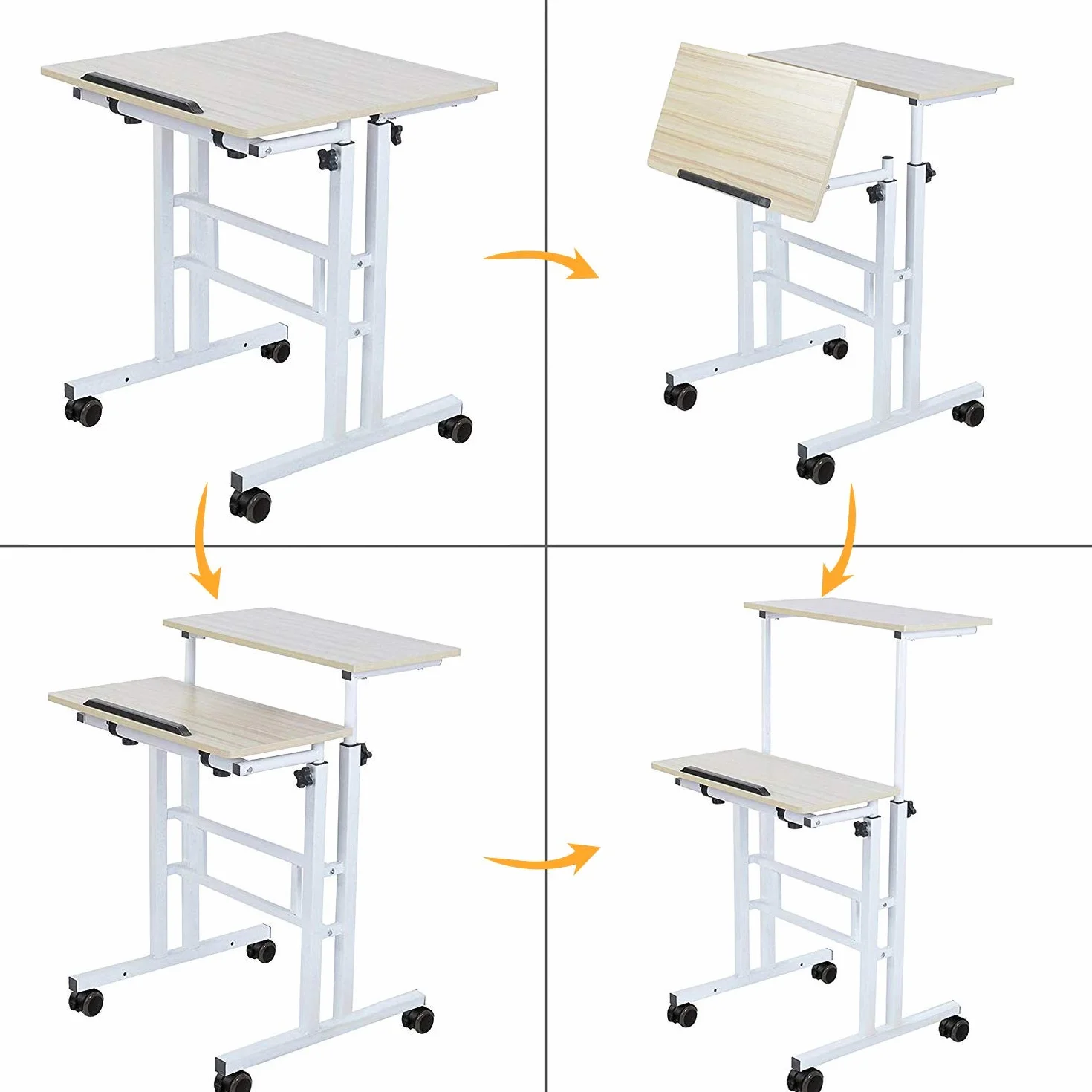 sogesfurniture Regulowana stojąca biurko komputer biurko stanowisko robocze biurko stojące biurko do domowego biura, 60 x 30 x 70-115 cm, klon BHEU-101-MP