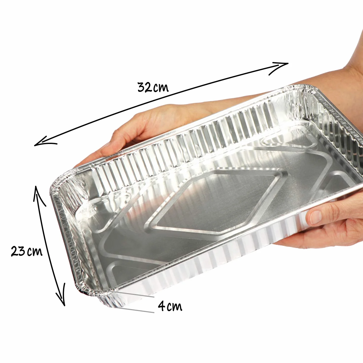 COM-FOUR® 20x blacha do grillowania, jednorazowe blachy aluminiowe, aluminiowa patelnia grillowa do grillowania, gotowania i pieczenia, ociekacz do piekarnika, grilla i BBQ (20 sztuk - 32 x 23 x 4 cm)