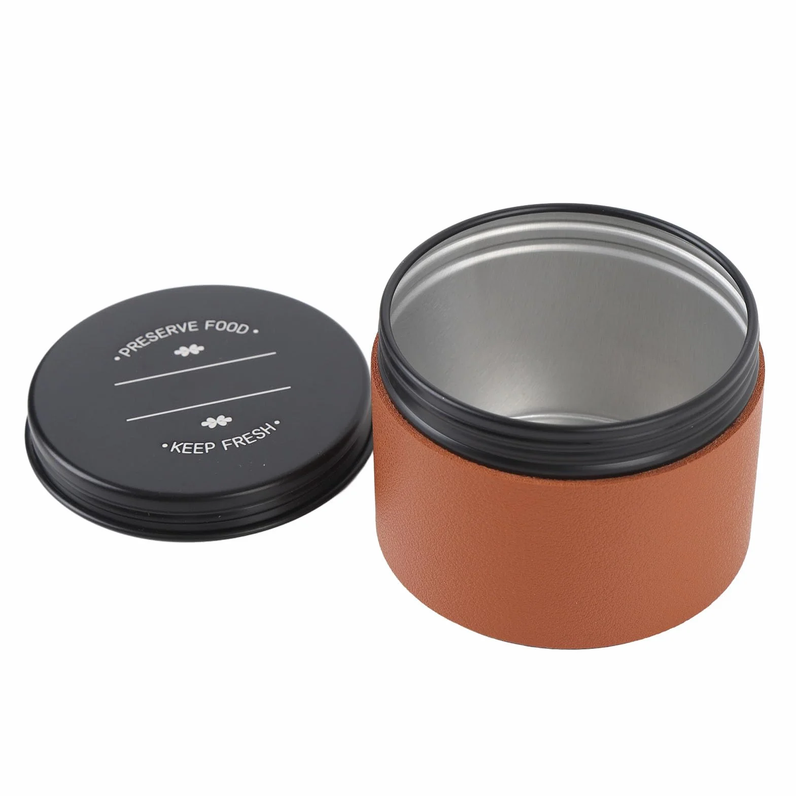 Dioche Szczelna Puszka na Ziarna Kawy Mini Przenośny Trwały Pojemnik na Ziarna Kawy i Herbaty Pojemnik do Przechowywania Cukierków do Biura Podróży Aluminium PU Skóra 150 Ml