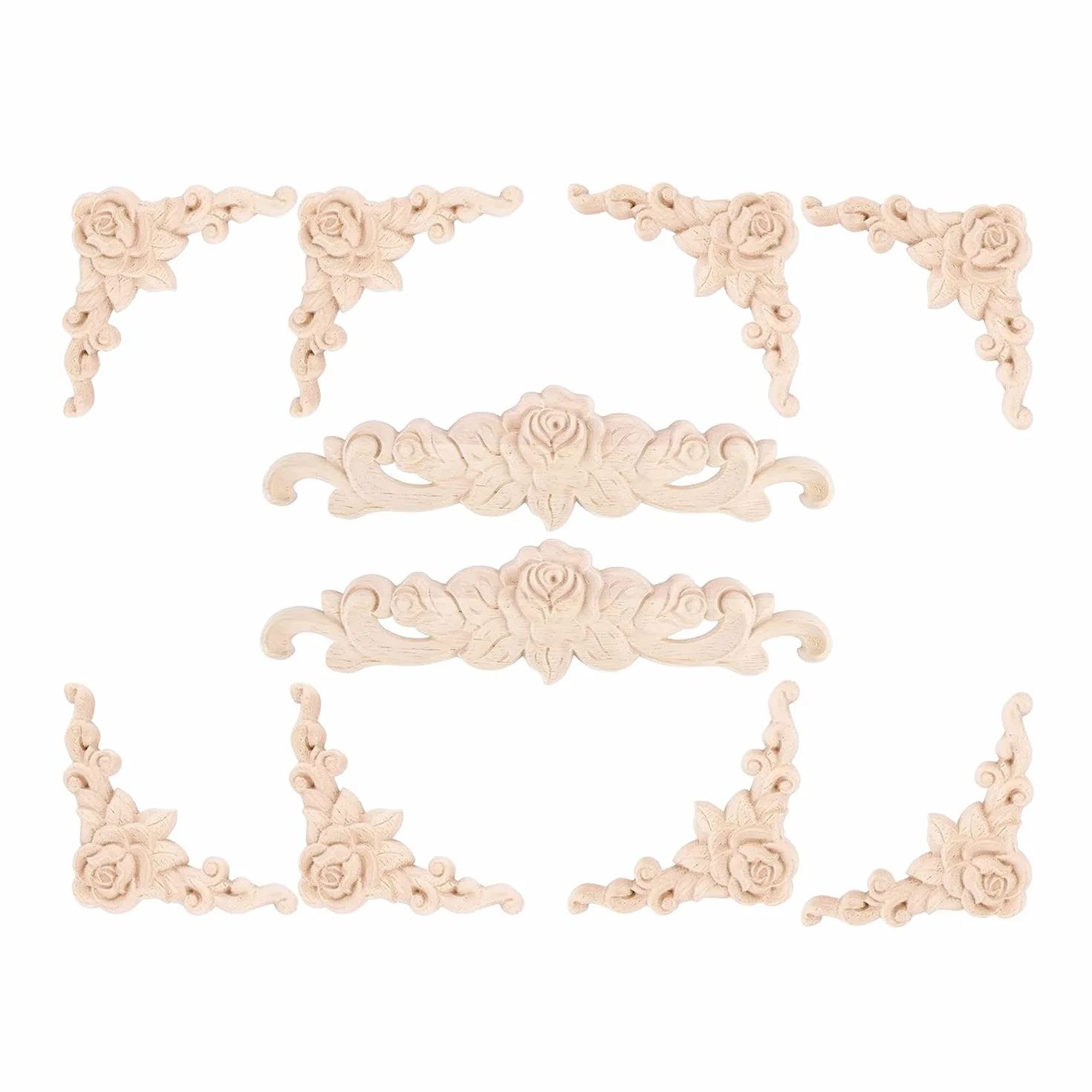 TABL 10 Pcs Carved Wall Decor Carved Applique Decorative for Furniture Door Cabinet Bed Decorations