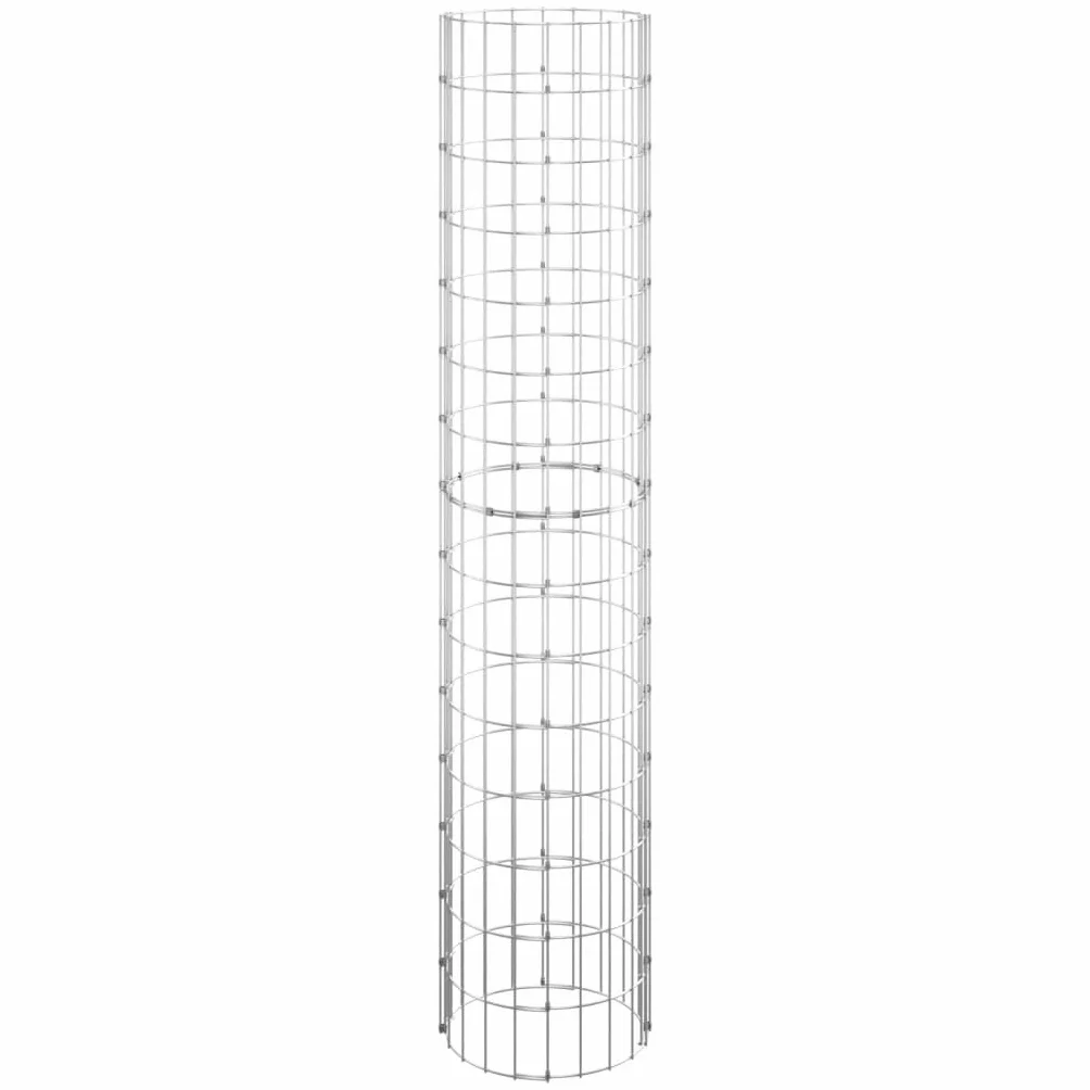 vidaXL Okrągłe donice gabionowe, podniesione, 3 szt., stal, Ø30x150 cm