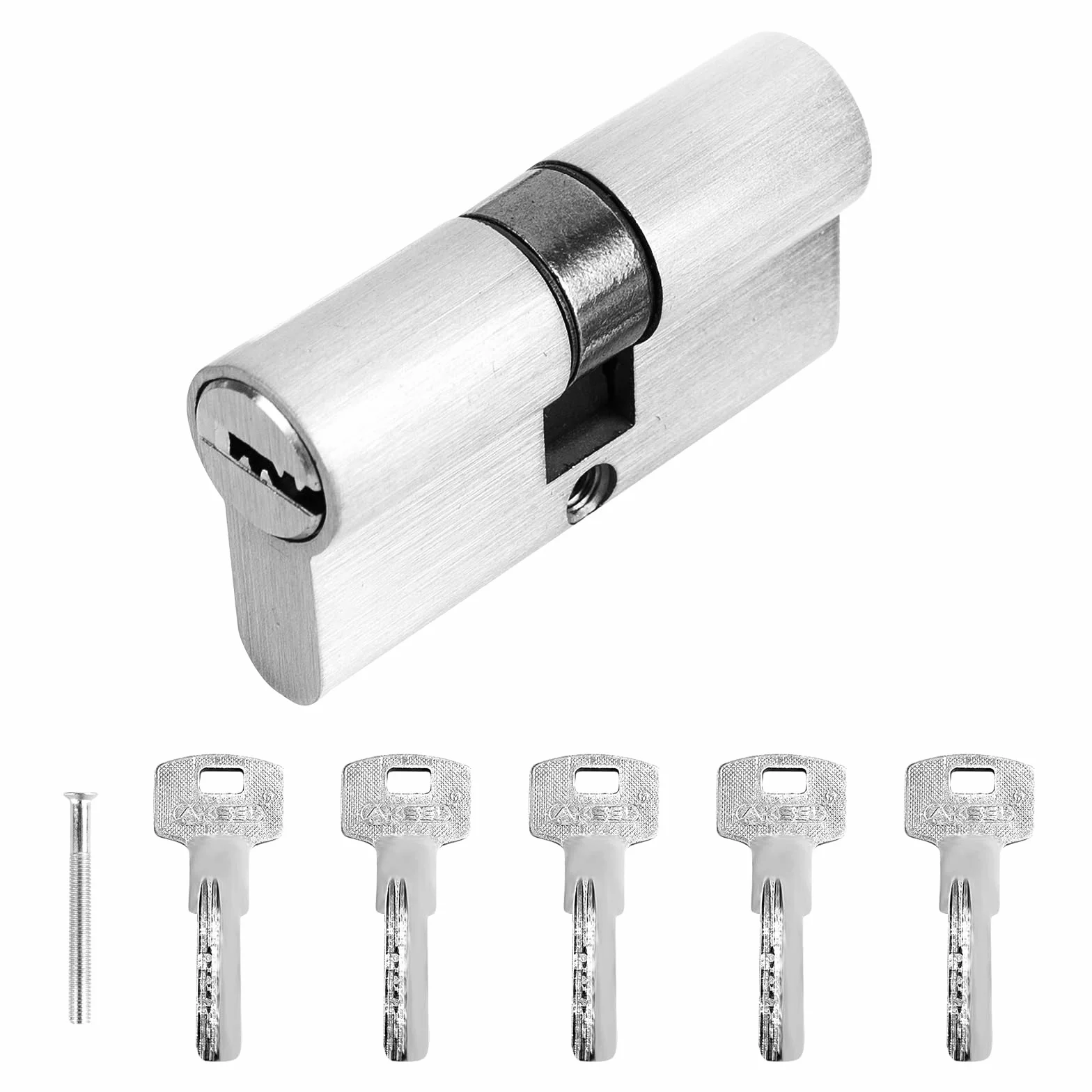 cylinder do drzwi zamykający 30/30 profilowy z 5 kluczami bębenek gałka do zamka drzwi wejściowych wewnętrznych 6 cm x 1,5 x 1,5