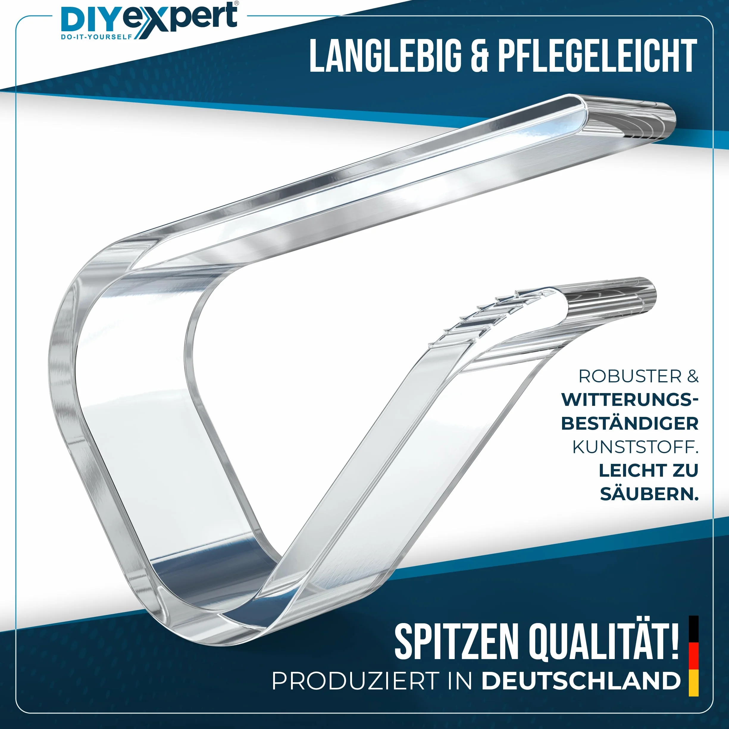 DIYexpert Przezroczyste klamerki do obrusu Made in Germany [do 25 mm] [8 sztuk] stabilne klamry do obrusów – odporne na warunki atmosferyczne i antypoślizgowe – klamry do stołu, do ogrodu, na balkon i