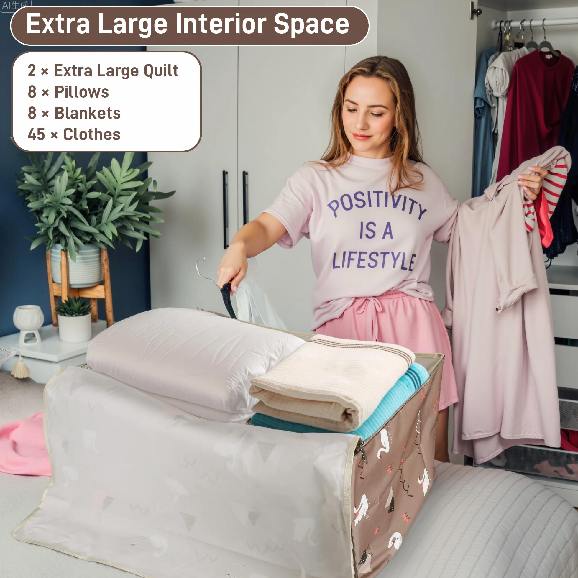 Fentar duża torba do przechowywania 105 l 70 x 50 cm wodoodporna na ubrania