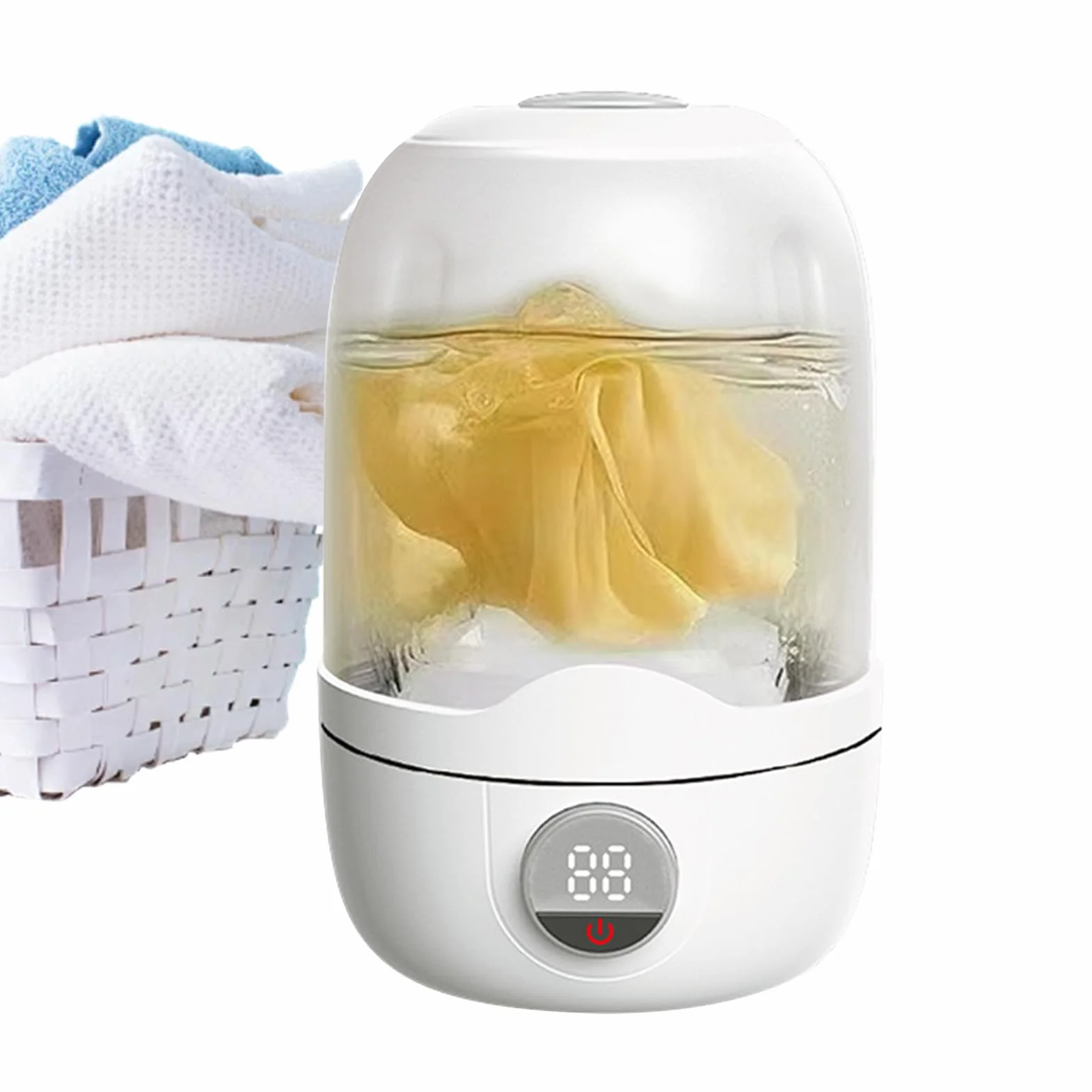 Portable Mini Washing Machine, Rechargeable Laundry Washer Cup, Camping Laundries Machine, Compact Wash Solution for Baby Clothes, Towels, Socks, Bras, 8.27 inches, Pink, White