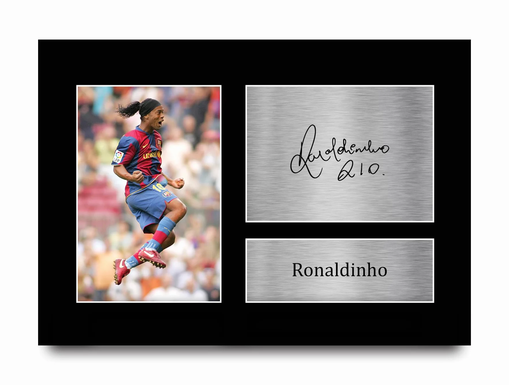 HWC Trading A4 Ronaldinho Barcelona Prezenty Drukowane Podpisane Zdjęcie Z Autografem Dla Fanów Piłki Nożnej I Kibiców - A4