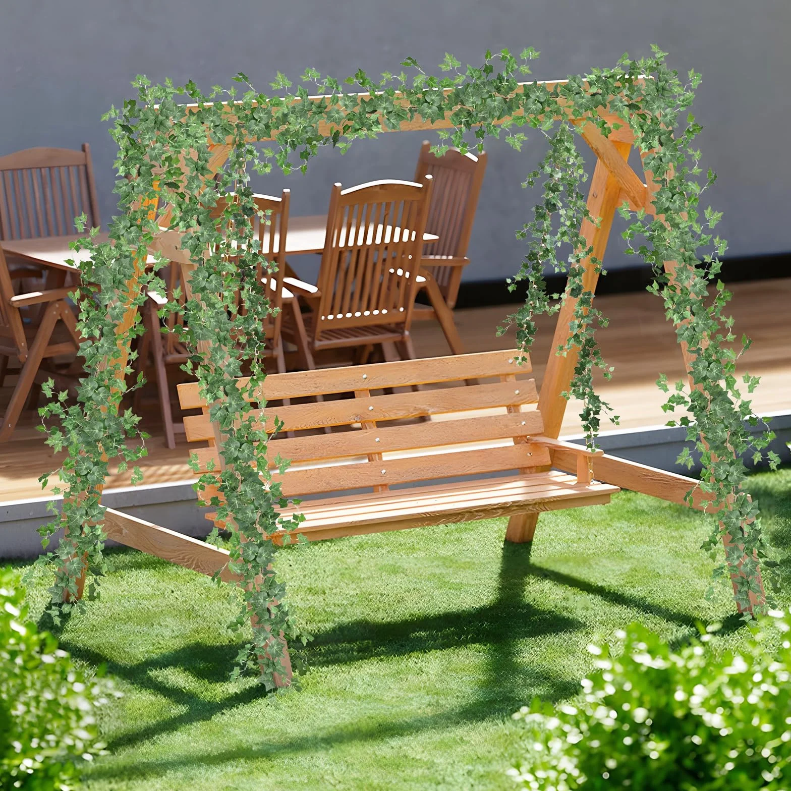 200 cm sztuczny bluszcz girlanda zielona, 2 sztuki, sztuczny bluszcz, roślina wisząca, do salonu, pokoju, na balkon, wesele, ścianę, taras, dekoracja mieszkania