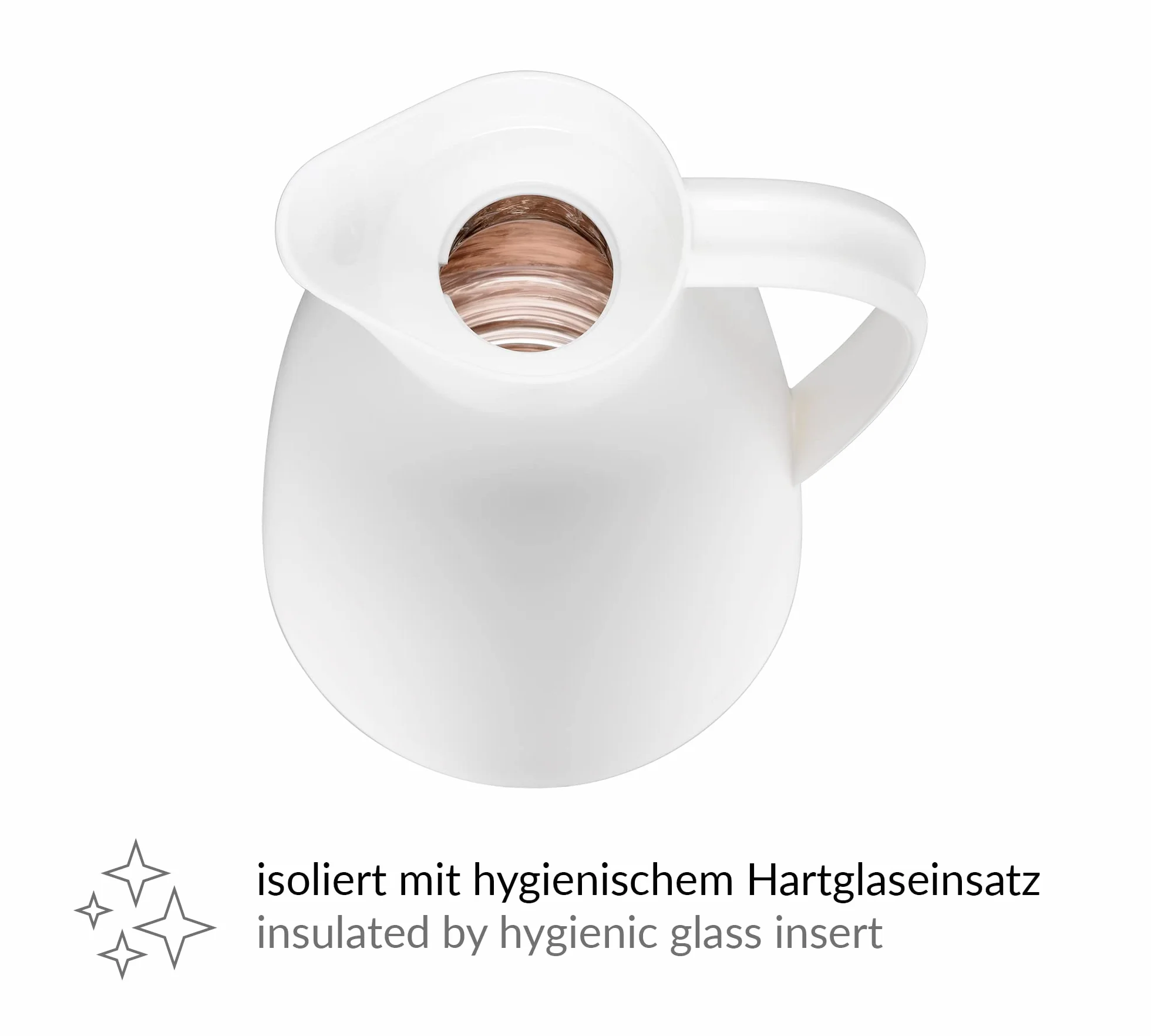 Alfi ECO 1,0 l dzbanek izolowany ze szkła hartowanego, biały kokosowy mat, zakrętka z przyciskiem