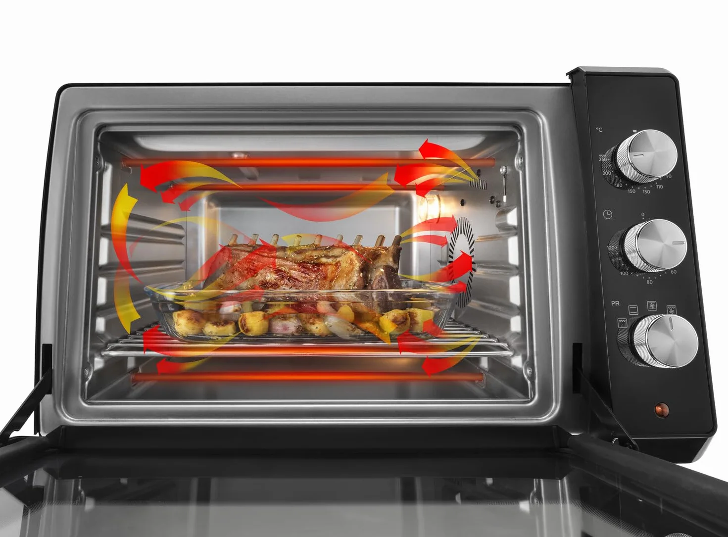 De'Longhi Piec szefa kuchni EO34302 Wentylowany piekarnik elektryczny z 5 poziomami gotowania, podwójne szklane drzwi, temperatura 80-230°C, 120 cali, w zestawie blacha do pieczenia i grill, pojemność