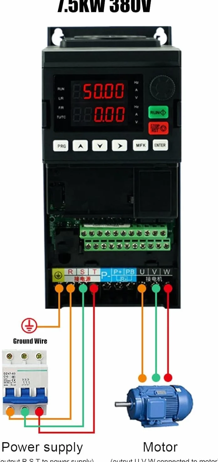 Przetwornica częstotliwości 3-fazowy falownik silnikowy 7,5 kW 380 V AC