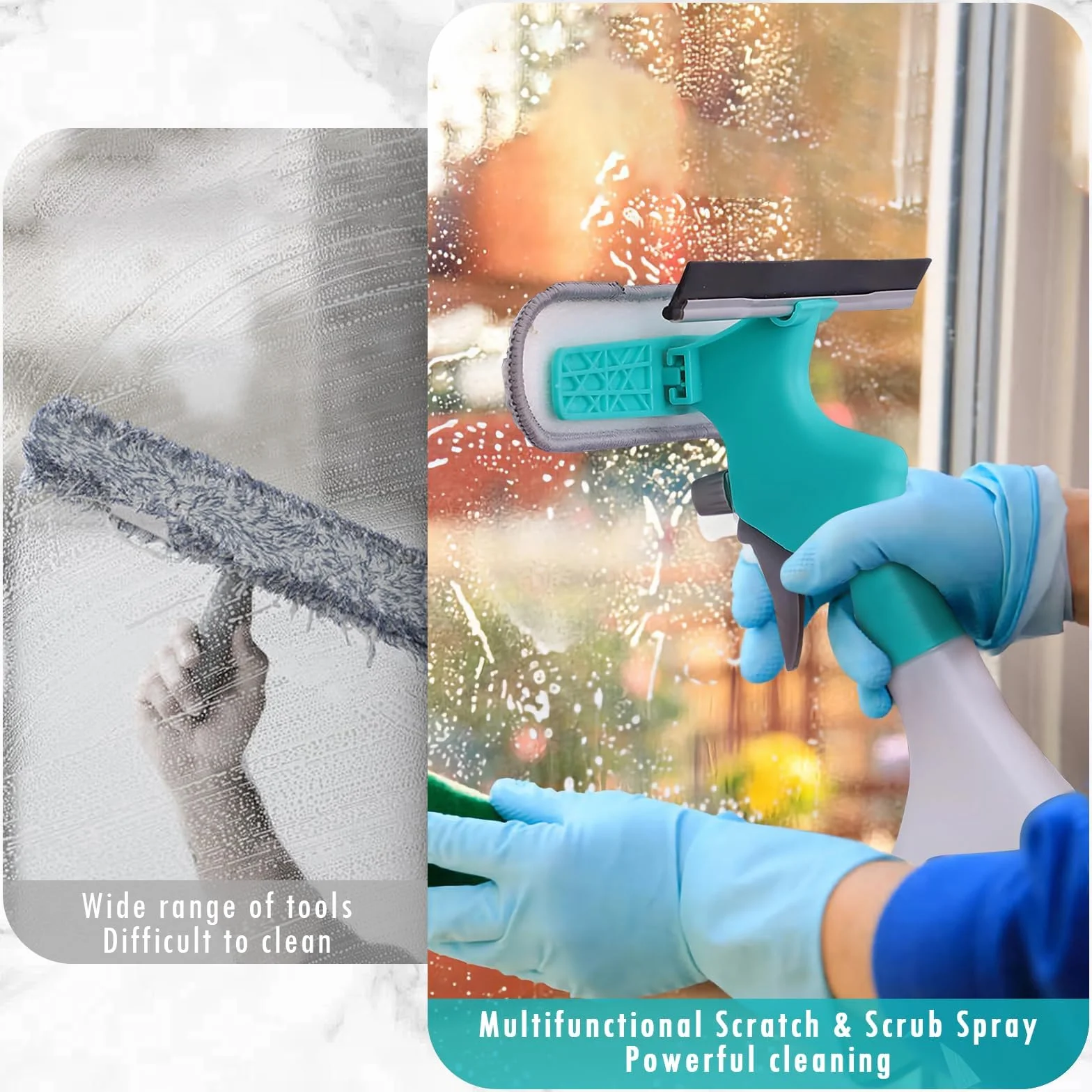 4 w 1 myjka do okien z butelką do spryskiwania 250ml, ściągaczka gumowa, ściereczka bawełniana i szczotka, zestaw do czyszczenia okien dostosowany do okien, kabin prysznicowych, łazienek