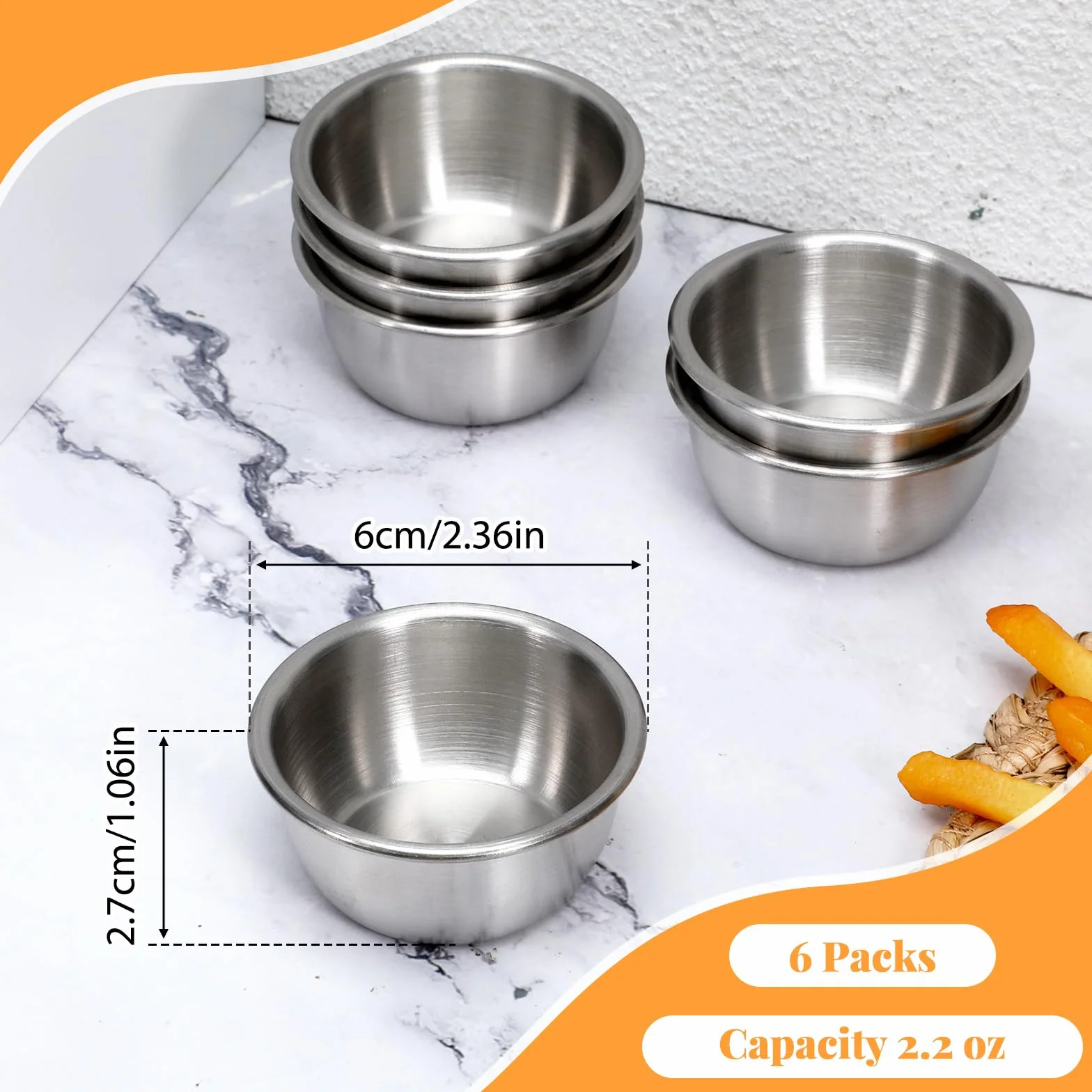 Stal nierdzewna Ramekin kubek do sosu 56 ml mini metalowy pojemnik na przyprawy wielokrotnego użytku