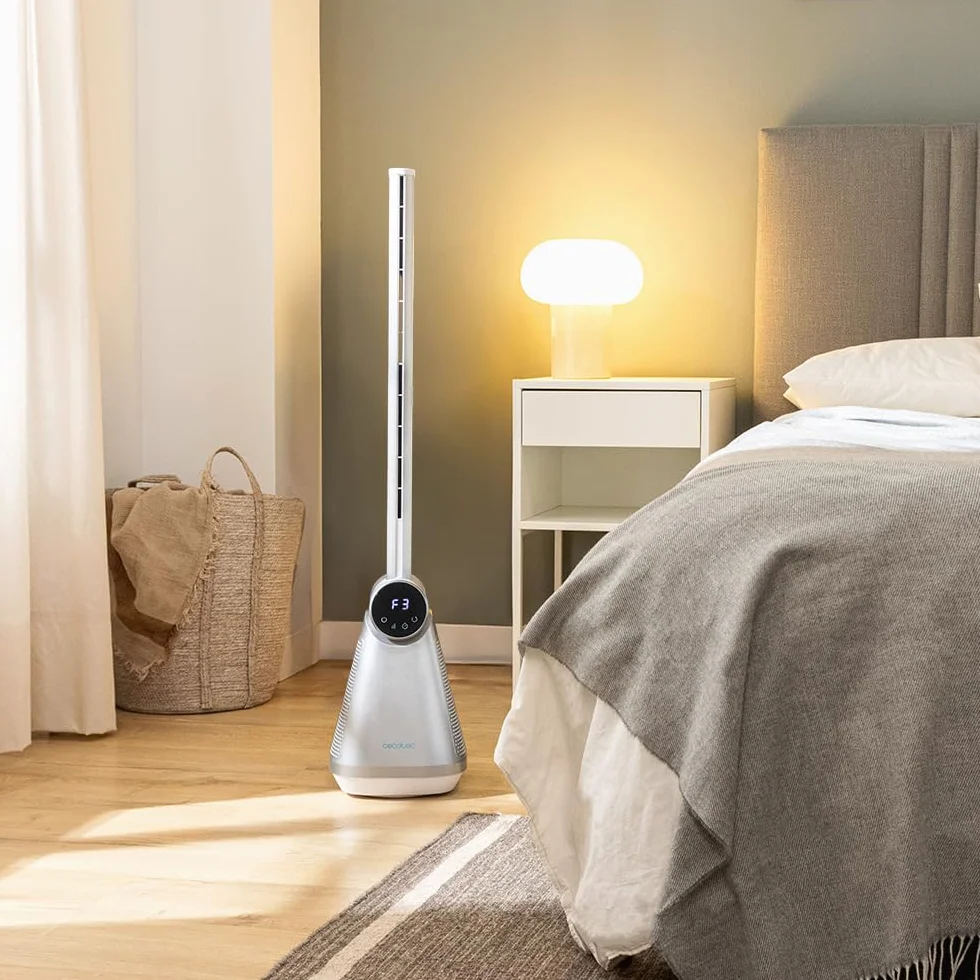 Cecotec EnergySilence 9890 Skyline Bladeless Tower Fan 39" 50W LED Touch Screen Remote 3 Speeds Timer Oscillation