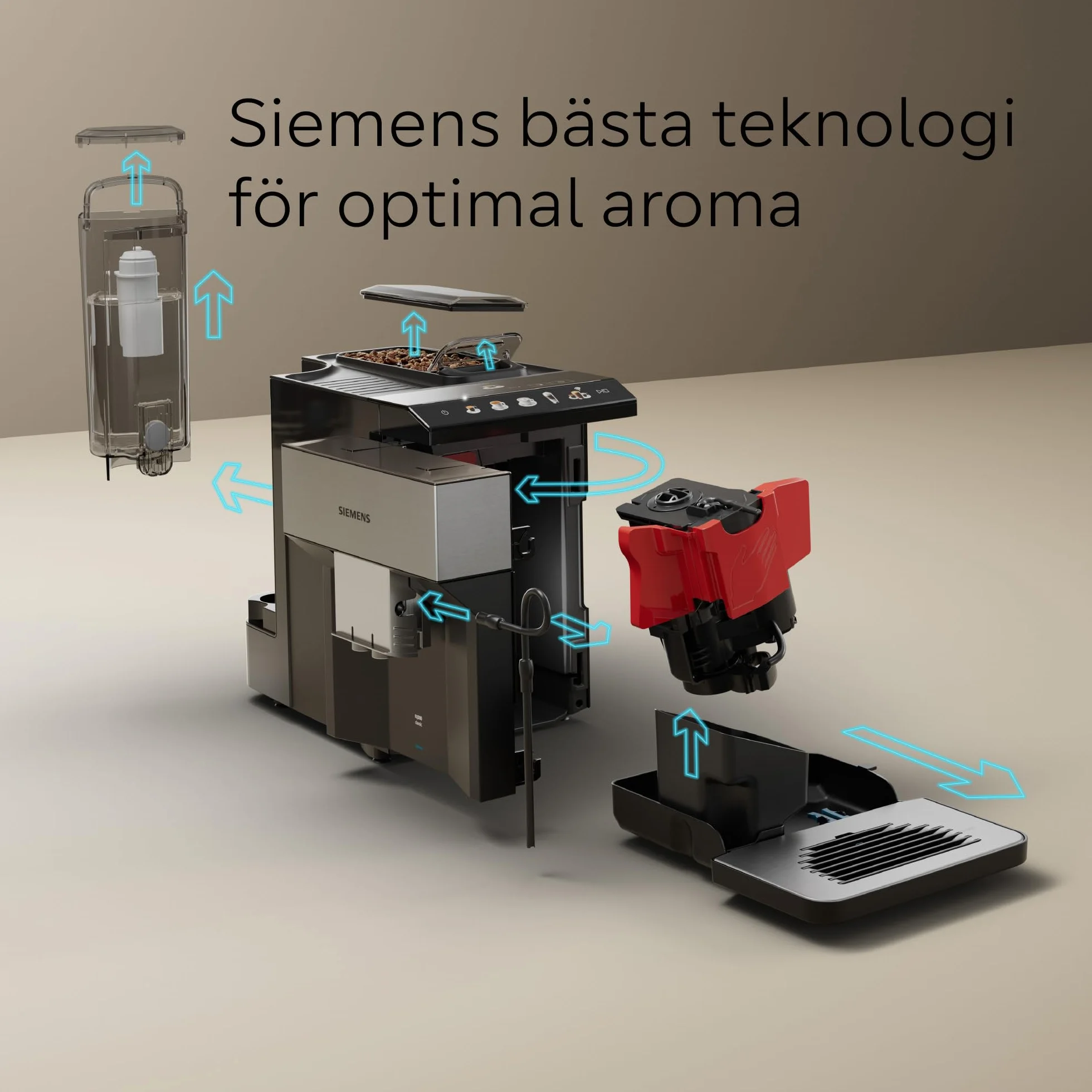 Siemens, W pełni automatyczny ekspres do kawy, EQ500, Home Connect, aromaDouble Shot, AutoMilk Clean, CeramDrive, CoffeeSelect Display, OneTouch DoubleCup, stal nierdzewna/czarny, TP516RX3