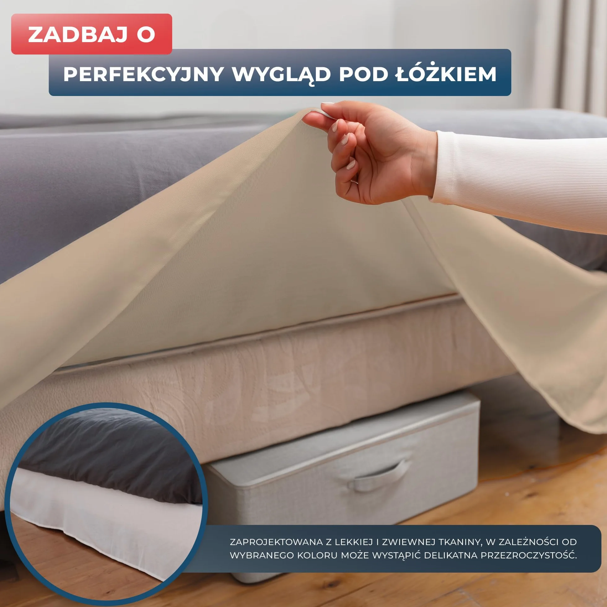 Wrappybag Falbana na Łóżko Pokrowiec na Stelaż 140 x 200 cm - Długi do Samej Podłogi – Odnawia i Chroni Stelaż – Kolor Bezowy – 8 Dostępnych Rozmiarów