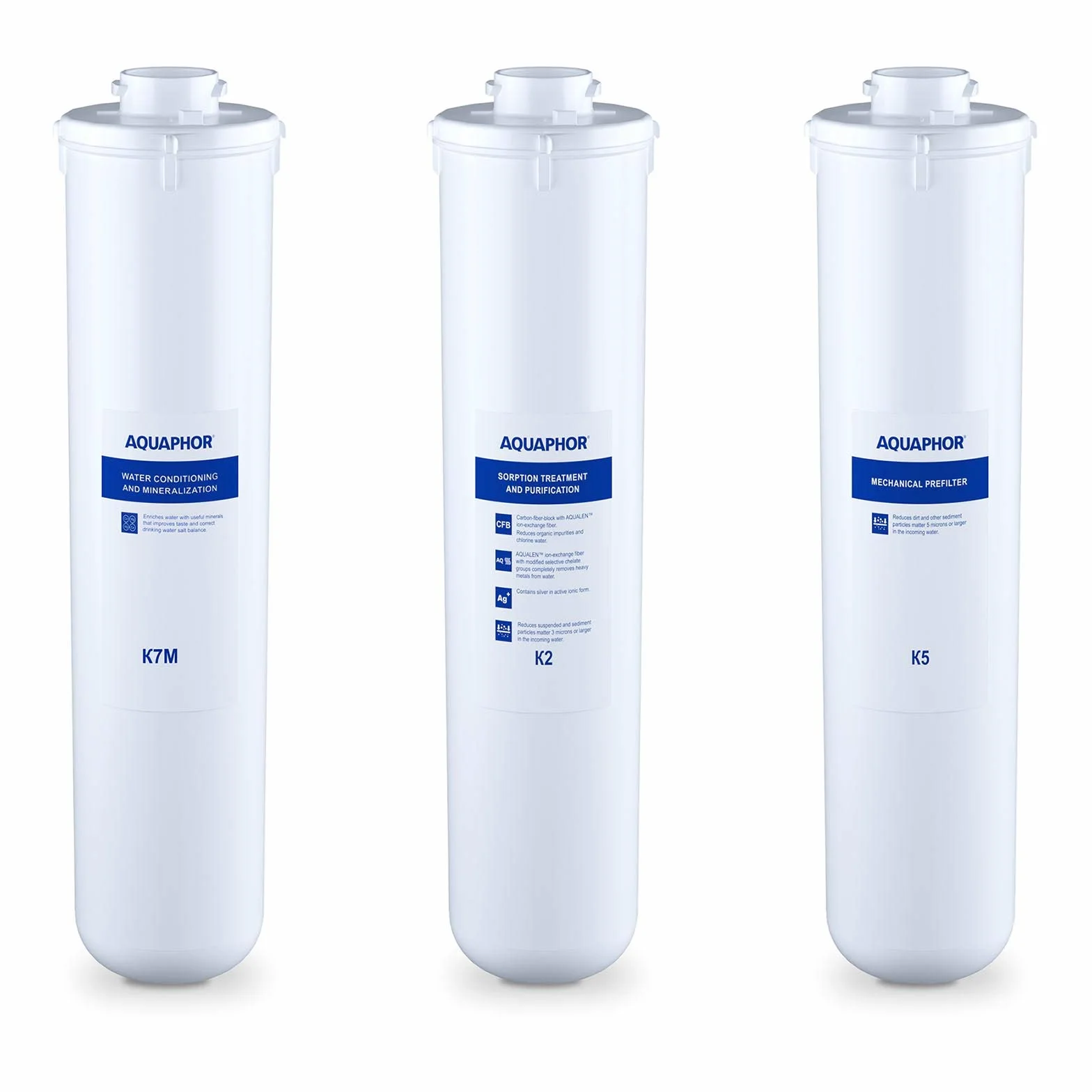 Aquaphor Zestaw filtrów do wody odwróconej osmozy K2+K5+K7M RO mineralizacja 3 szt. RO-101S Morion Big Service (kompatybilny z systemem RO-101S Morion)
