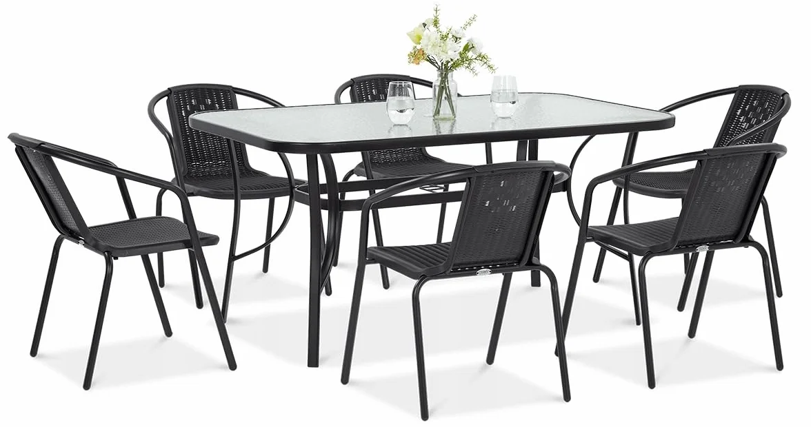 Zestaw Mebli Jadalnianych Focus Garden Ogrodowych Simple Stół 150x90cm 6x Krzesło Grafit 1 szt