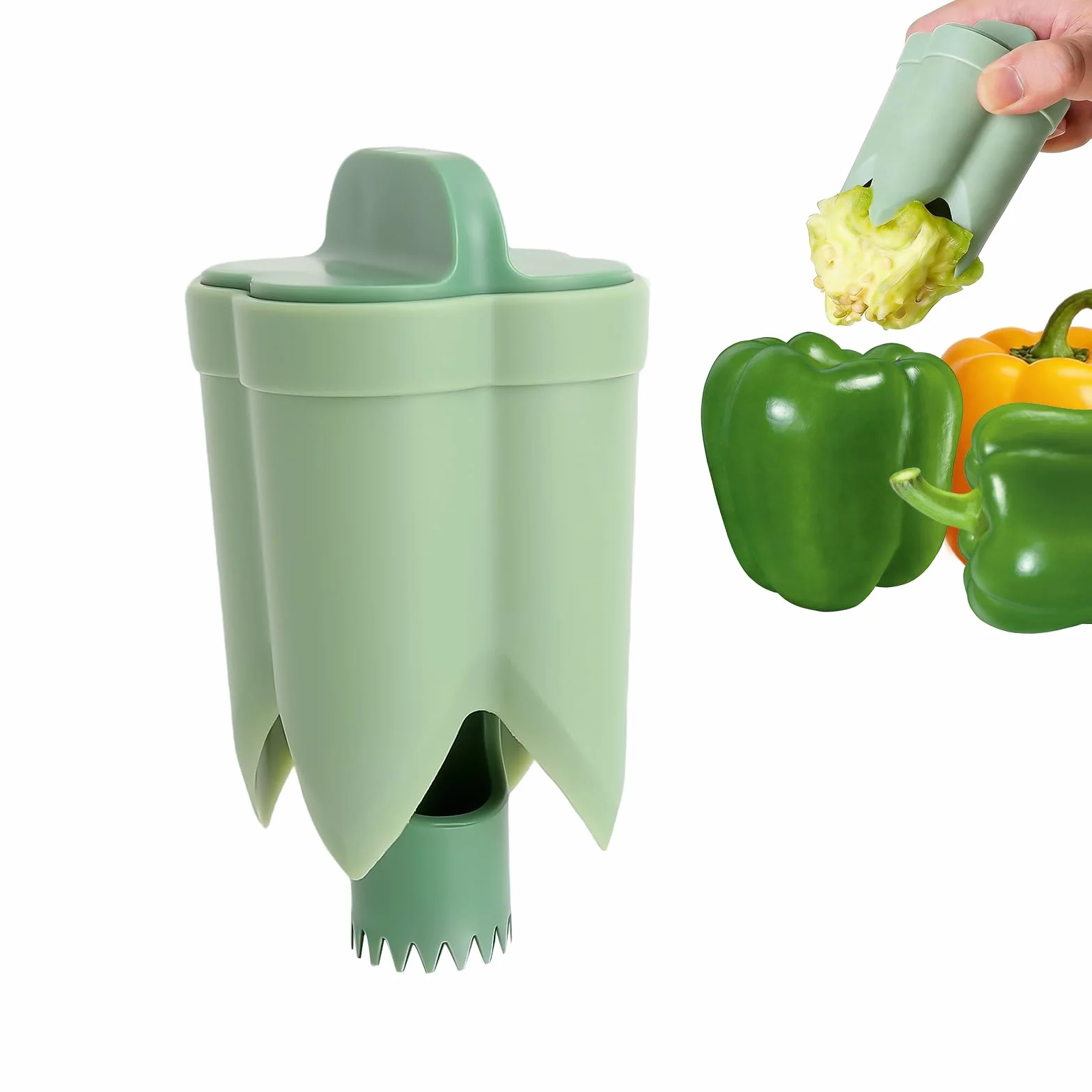 2 w 1 Pepper Corer, 11 x 5,5 cm wielofunkcyjny przyrząd do usuwania pestek pieprzu, zielonego chili, środek do usuwania ziaren pieprzu, drylownica do papryki i jalapeños