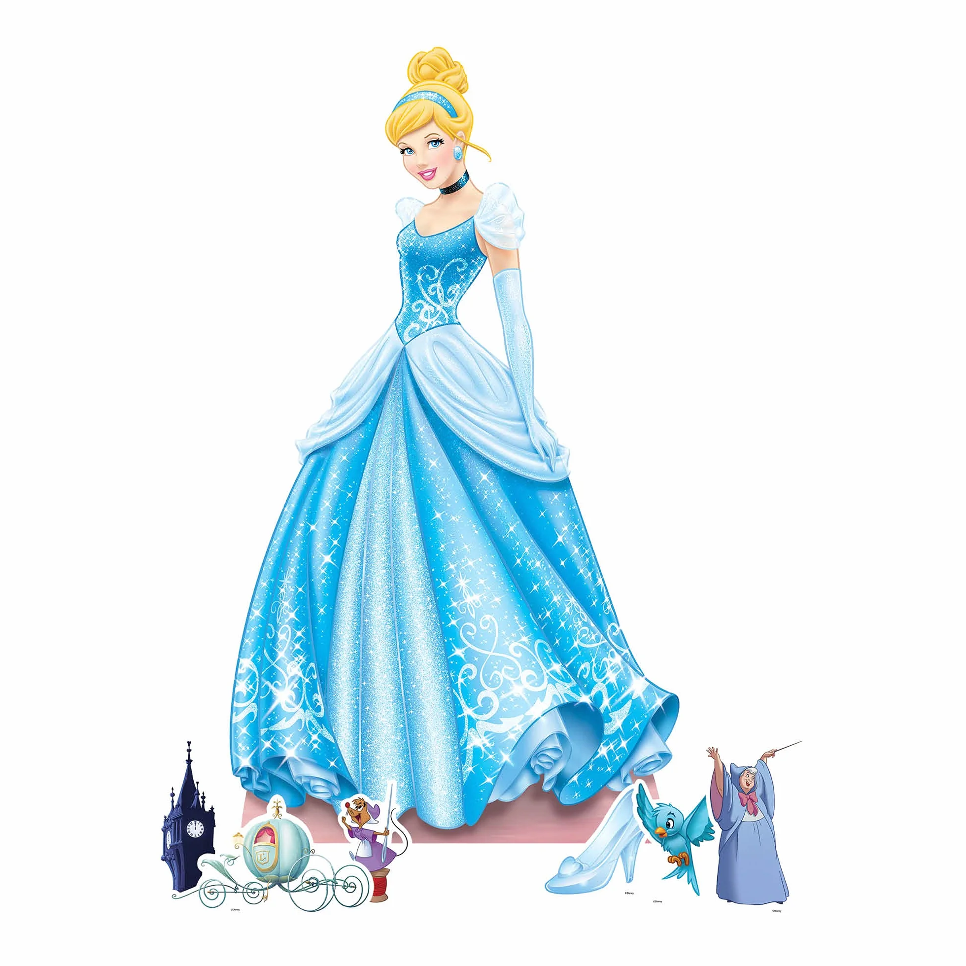 Star Cutouts SP005 Kopciuszek - Kartonowe dekoracje imprezowe z sześcioma mini akcesoriami imprezowymi - motyw księżniczki Disneya - Happy Birthday