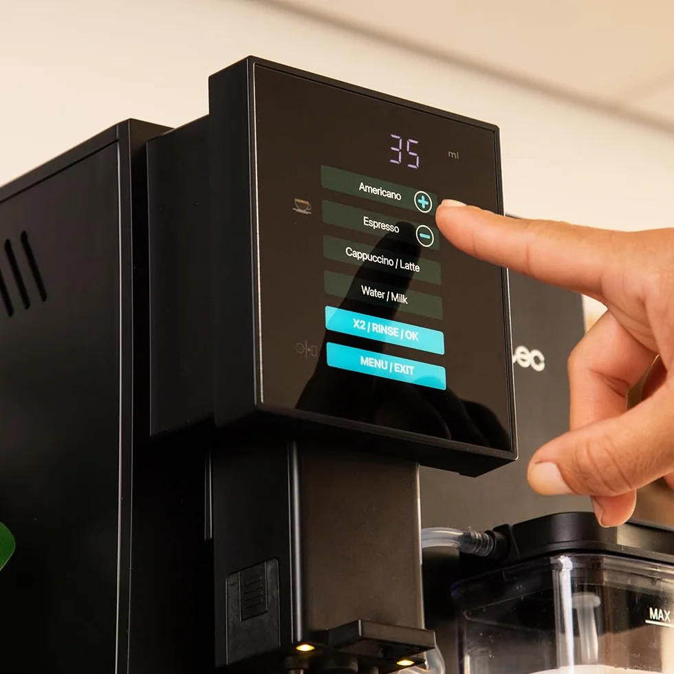Cecotec Superautomatyczny ekspres do kawy Cremmaet Compactccino Black, 19 bar, system Thermoblock, świeżo zmielone ziarna z Plug&Play, 150 g, zbiornik na wodę 1,1 l, 400 ml mleka