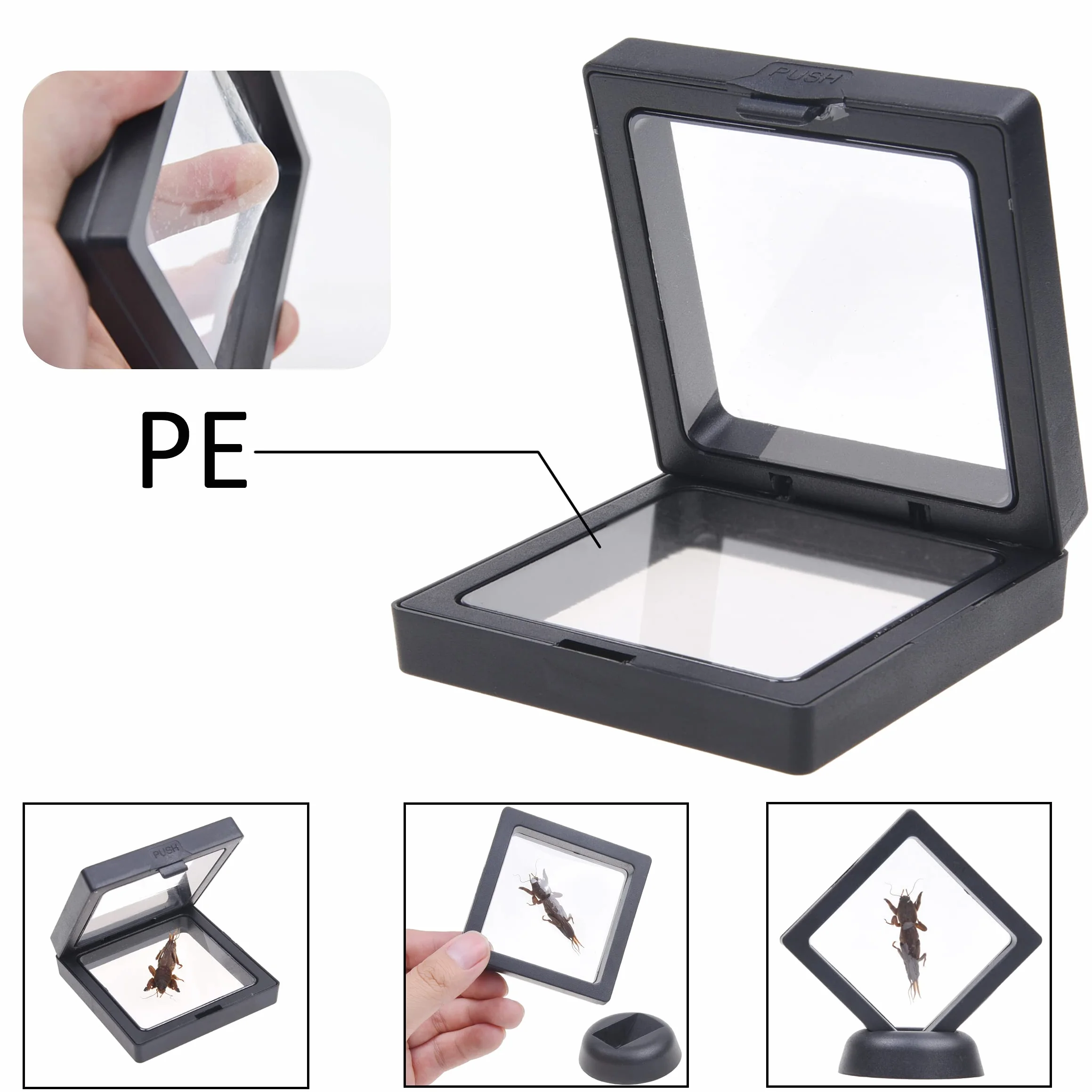 Eco-Fused Przezroczysta pływająca rama 3D, zestaw 10 sztuk, wisząca witryna ekspozycyjna na przedmioty kolekcjonerskie, pamiątki, dekoracje - uchwyty na monety, biżuterię, medale, kamienie szlachetne