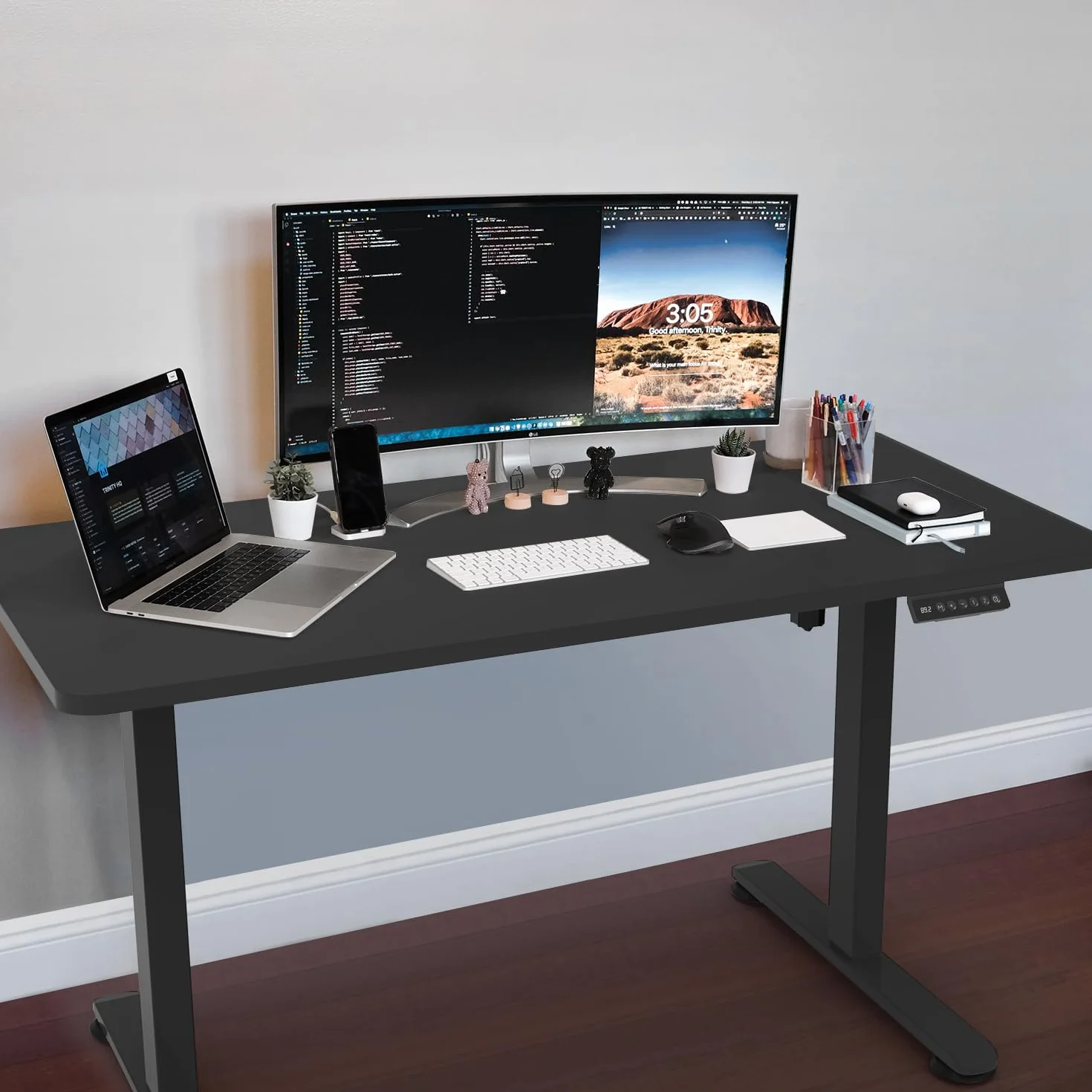 Homall Elektryczne Biurko Siedzące 100 x 60 cm, Stół z Regulacją Wysokości z Gniazdem USB, System Antykolizyjny, Sterowanie Pamięciowe, czarny