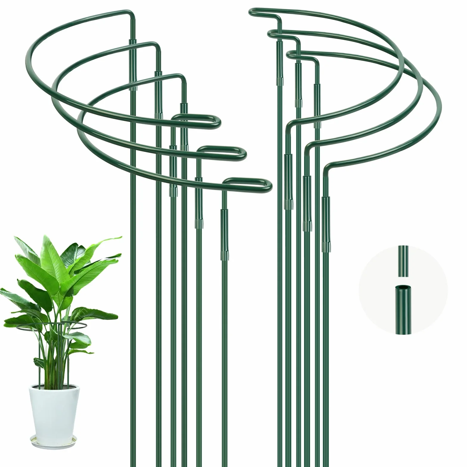 OFFCUP Pałki podtrzymujące rośliny, 6 szt., 20 x 35 cm, metalowe wsporniki ogrodowe, półokrągła klatka pierścieniowa do warzyw, pomidorów, piwonii, róż, hortensji, kwiatów
