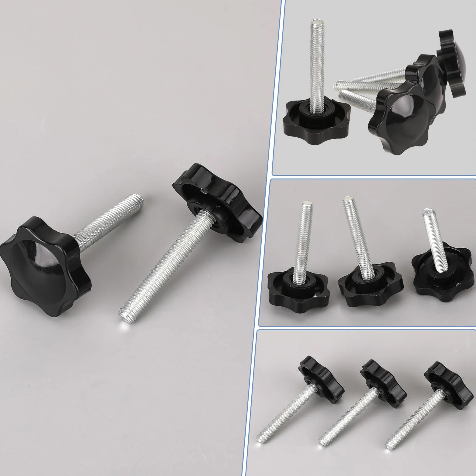 10 sztuk śrub radełkowanych M6 x 40 mm śruba gwiazdowa śruby z uchwytem gwiazdowym śruby skrzydłowe śruba z łbem gwiazdowym radełkowana czarna gwint przycisk zaciskowy