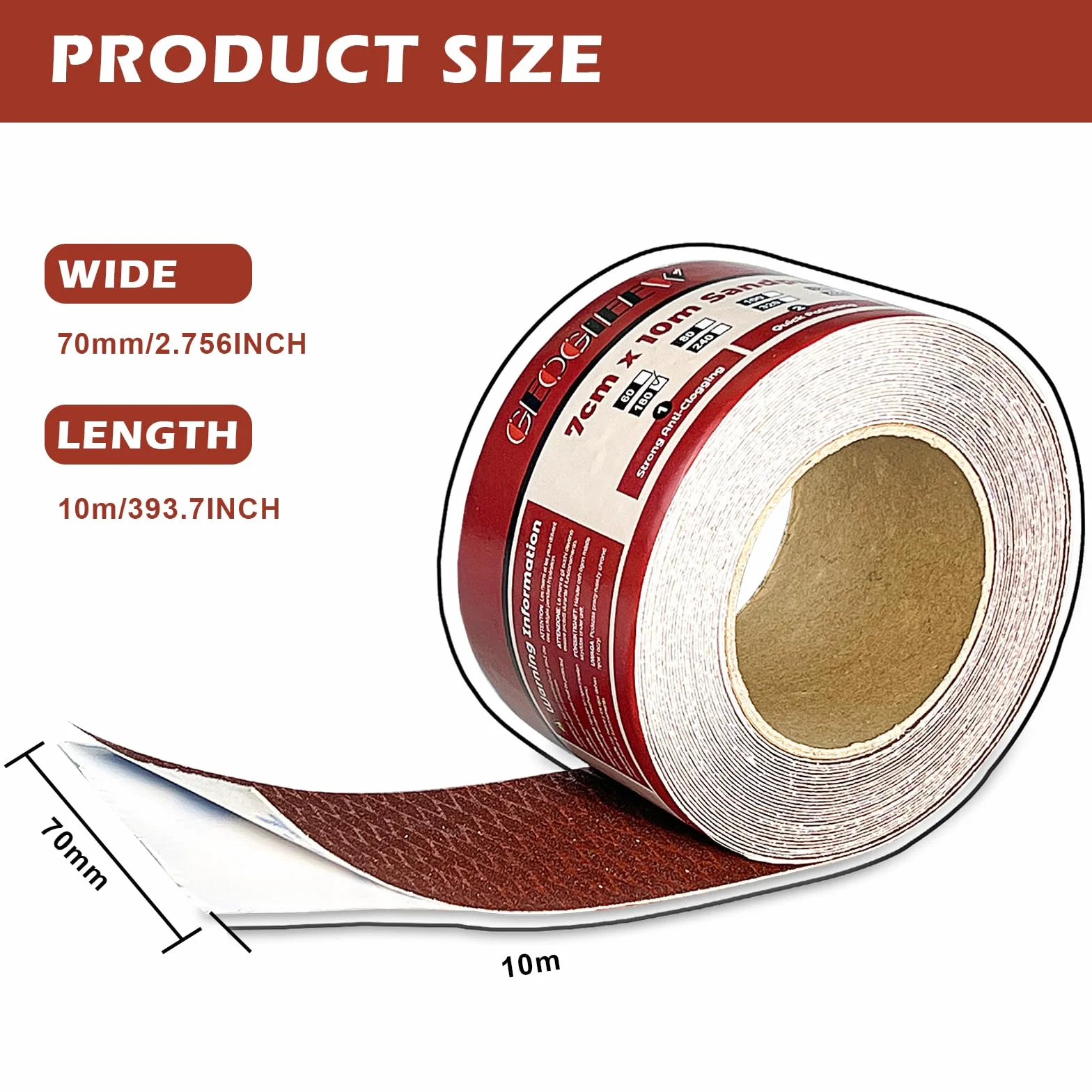 Samoprzylepny papier ścierny, rolka diamentowego kształtu, samoprzylepny papier ścierny, 70 mm x 10 m, ziarnistość 320, bloki szlifierskie do obróbki drewna, metalu, tworzywa sztucznego
