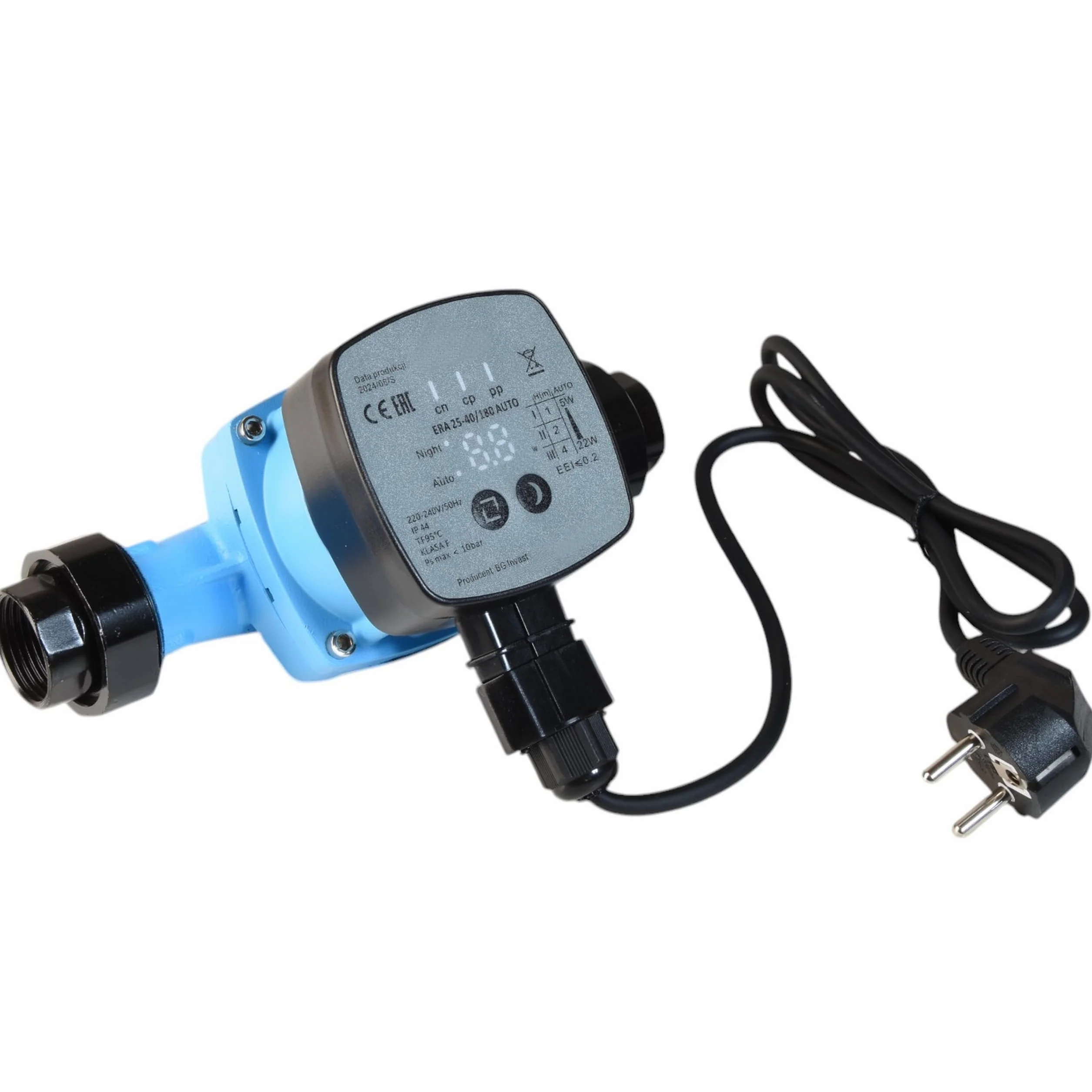 Pompa Obiegowa Elektroniczna ERA 25-40/180 AUTO do Wody Cyrkulacyjna 3-biegowa (5-22W, 2700 l/h, max. podnoszenie 4m) Tryb Nocny Energooszczędna CO C.O.