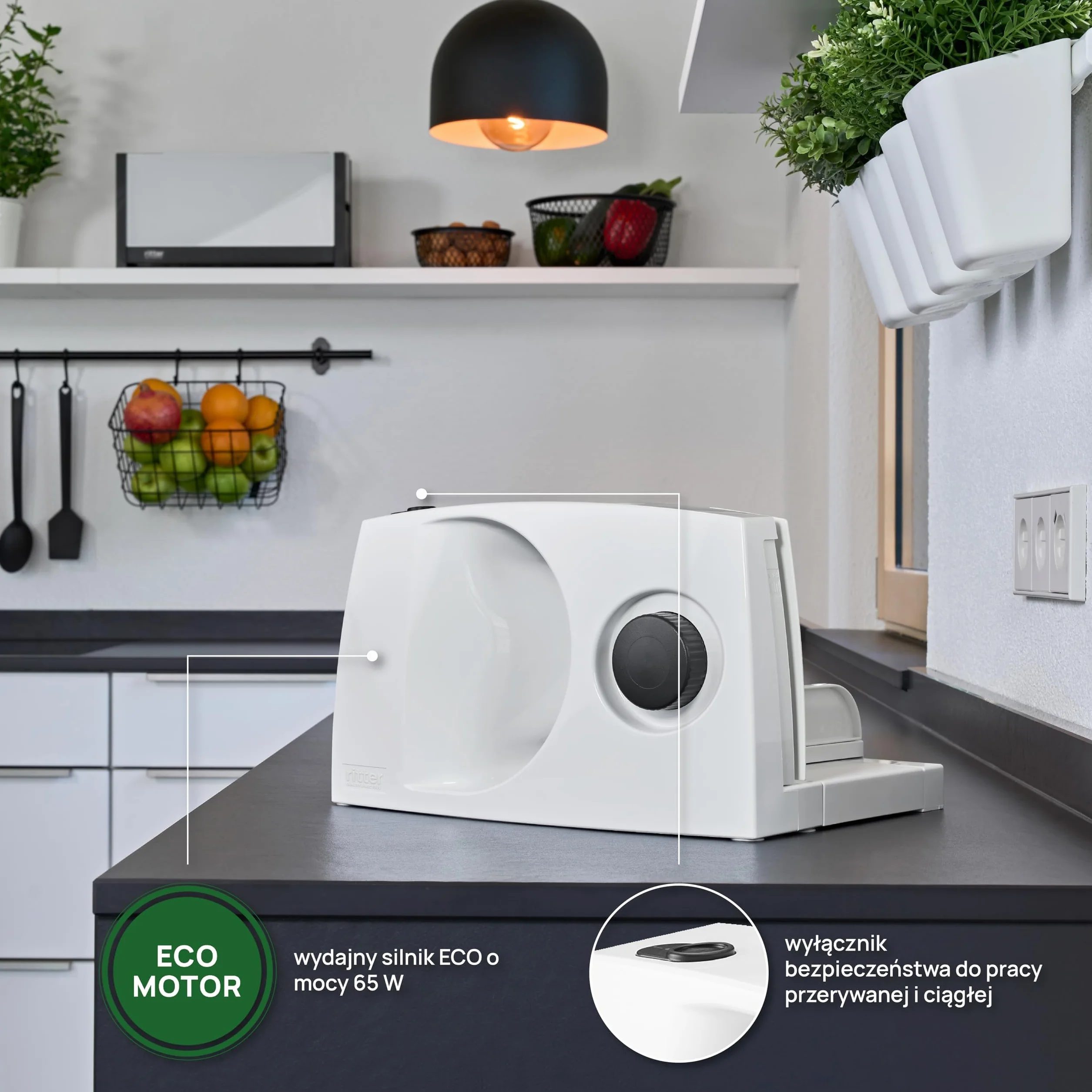 ritter markant 01 składana elektryczna krajalnica do chleba, wędlin i sera z silnikiem ECO, Made in Germany