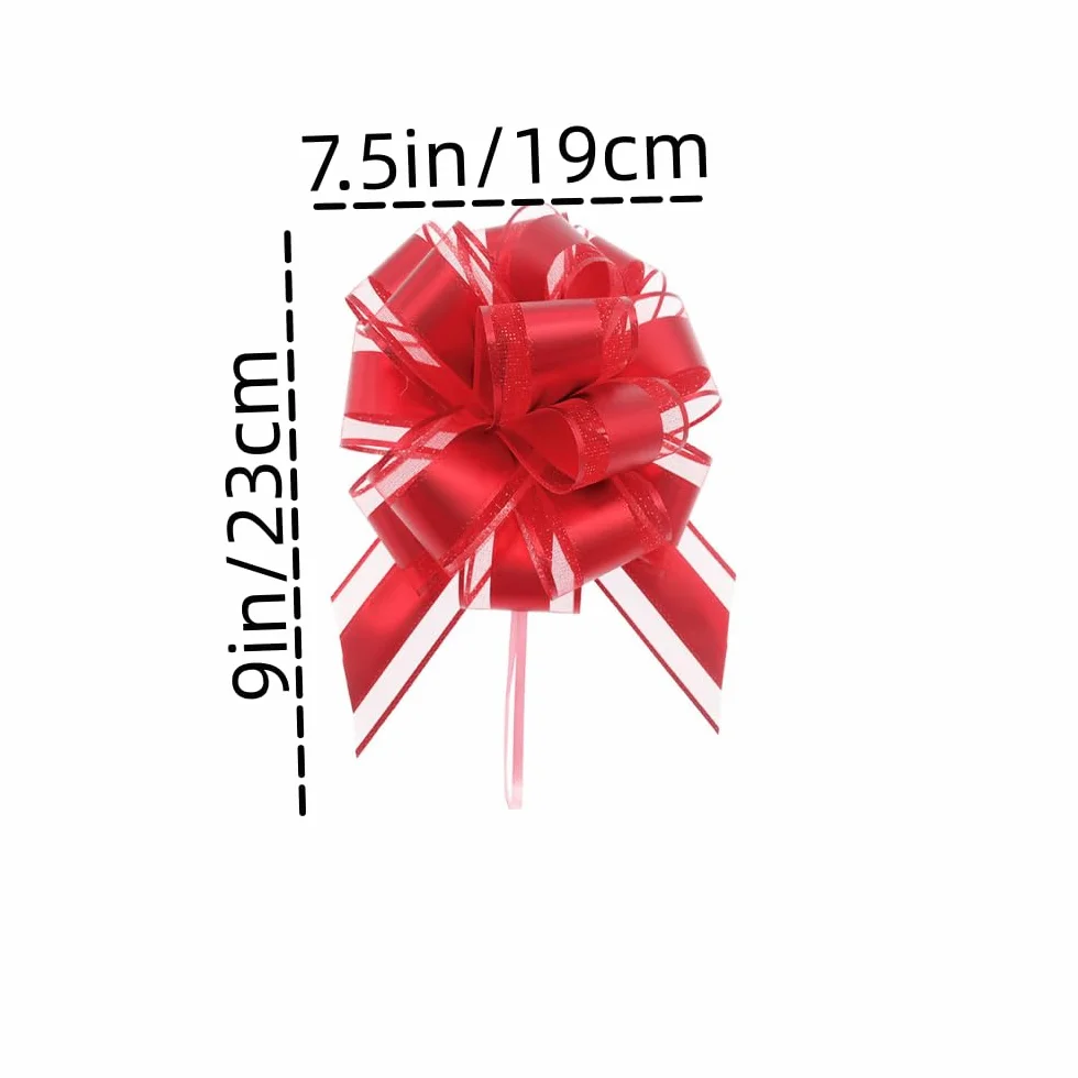 JPORSHU 40 sztuk czerwonych kokardek napinających, 19 cm, świąteczne duże kokardki prezentowe, odpowiednie na Boże Narodzenie, Walentynki, różne upominki imprezowe, dekoracje kwiatowe, pudełko,