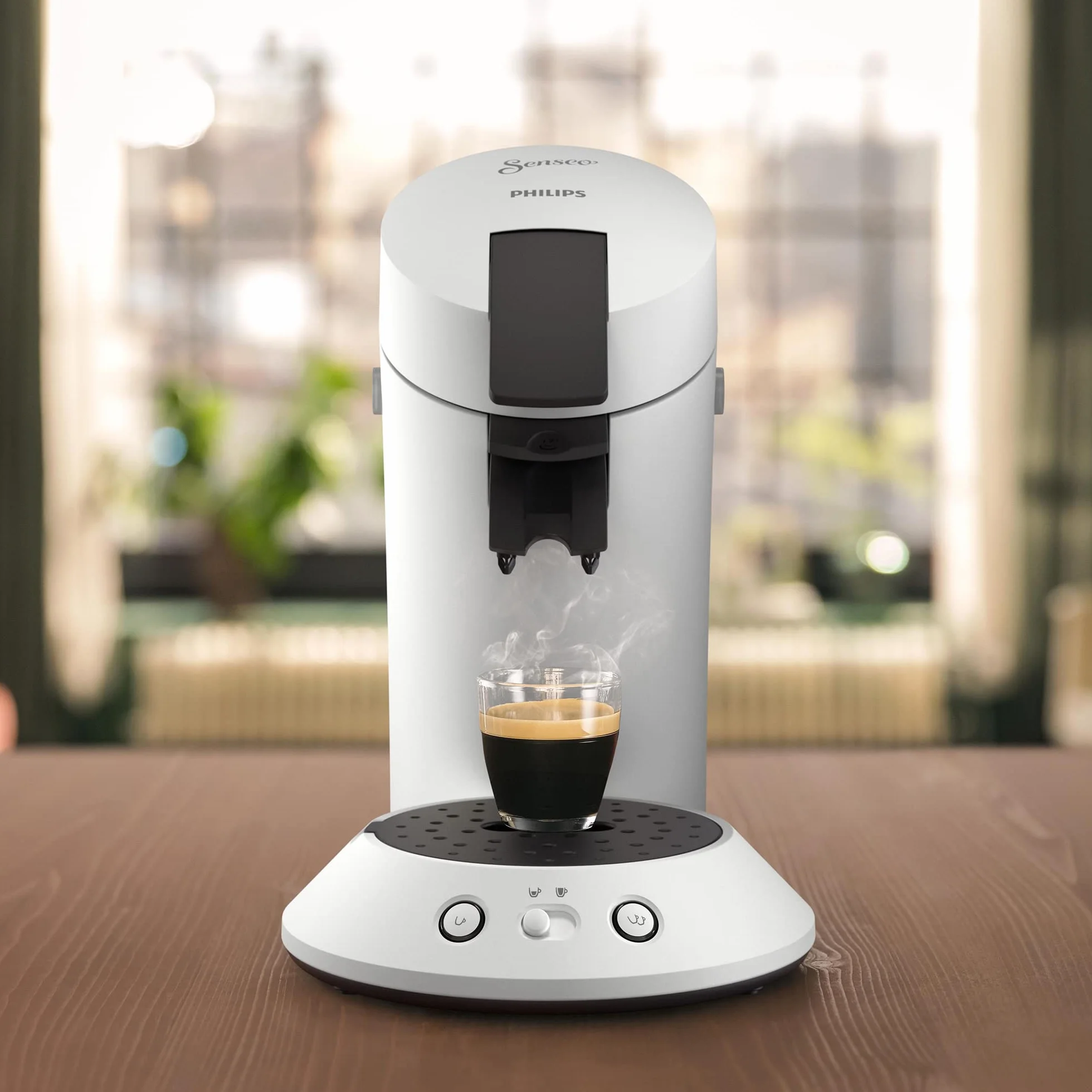Philips Senseo Original Plus CSA210/10 ekspres do kawy na saszetki (wybór mocy kawy, technologia Coffee Boost, wykonany z plastiku pochodzącego z recyklingu), biały