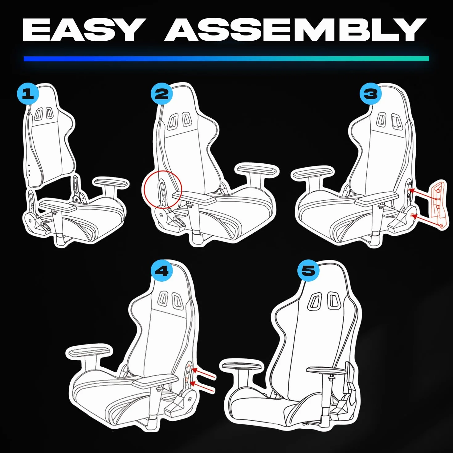 KLIM eSports Gaming Chair + z obsługą lędźwi i szyi + regulowany fotelik gier + ergonomiczny krzesło PC + skóra syntetyczna i materiały premium + Nowa wersja Czarny