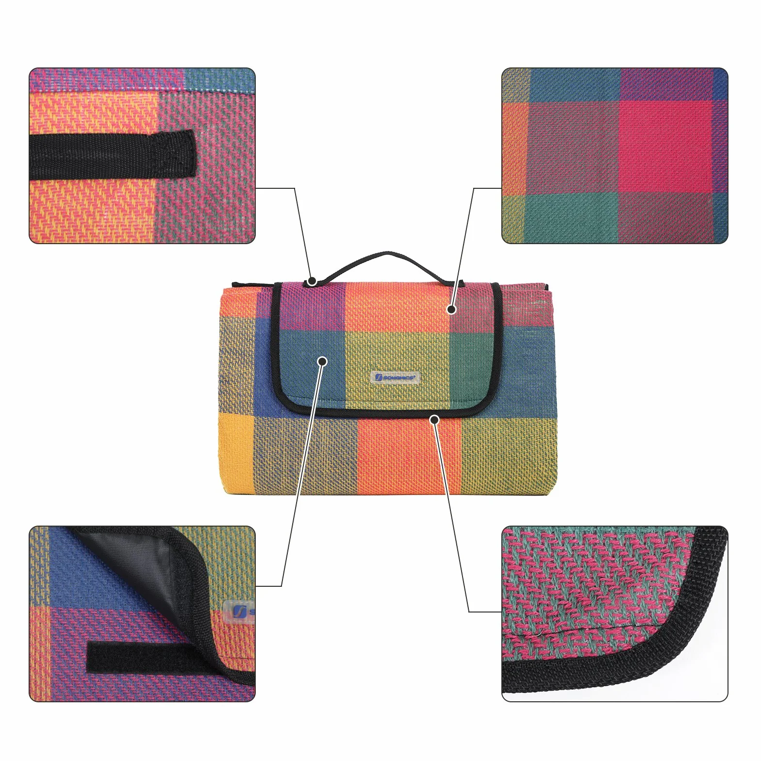SONGMICS GCM50K koc piknikowy 195 x 150 cm, izolowany, wodoodporny