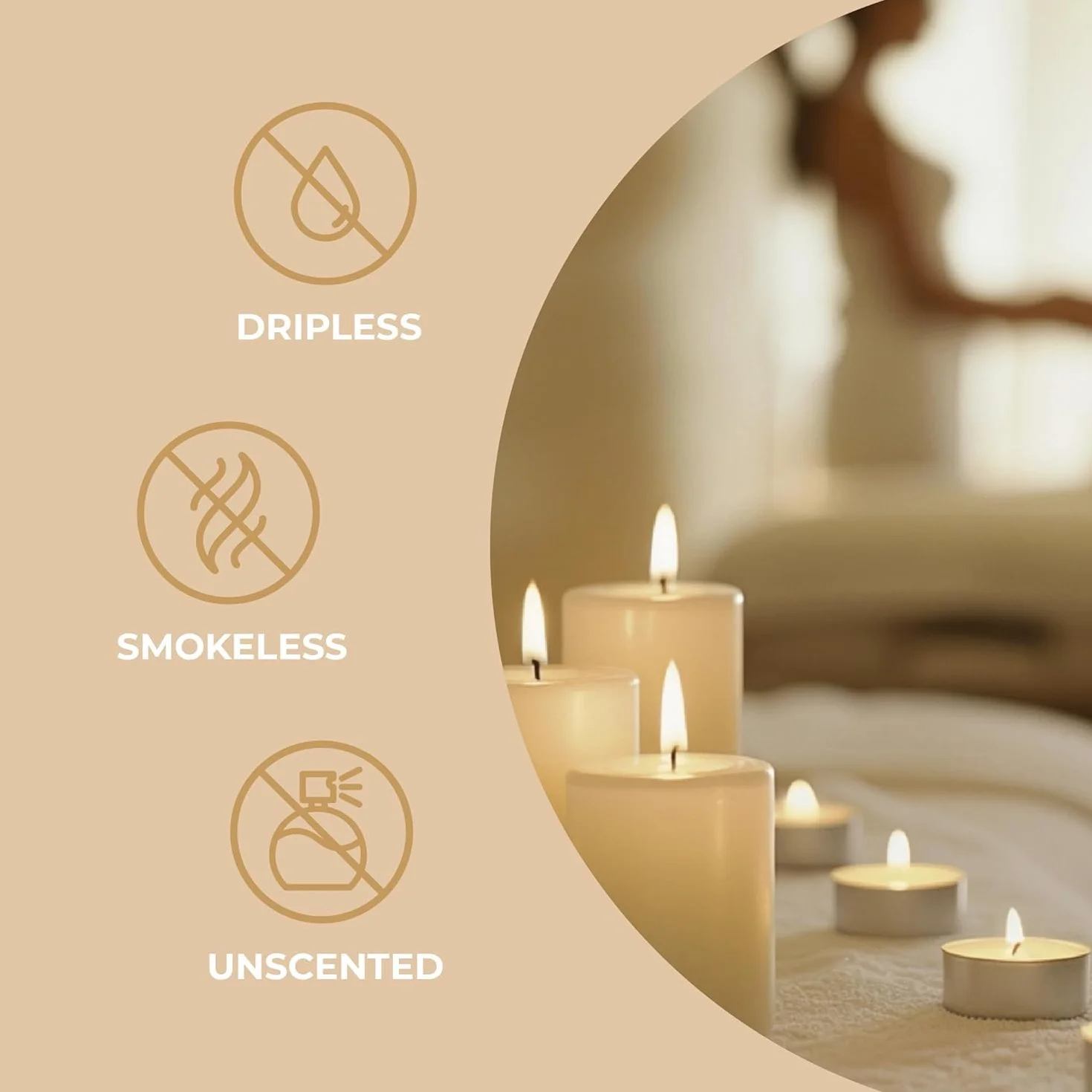 Horeca Candles - Białe, Bezzapachowe Świece Tealight Premium - Zestaw 50 Sztuk - Czas Palenia 8 Godzin
