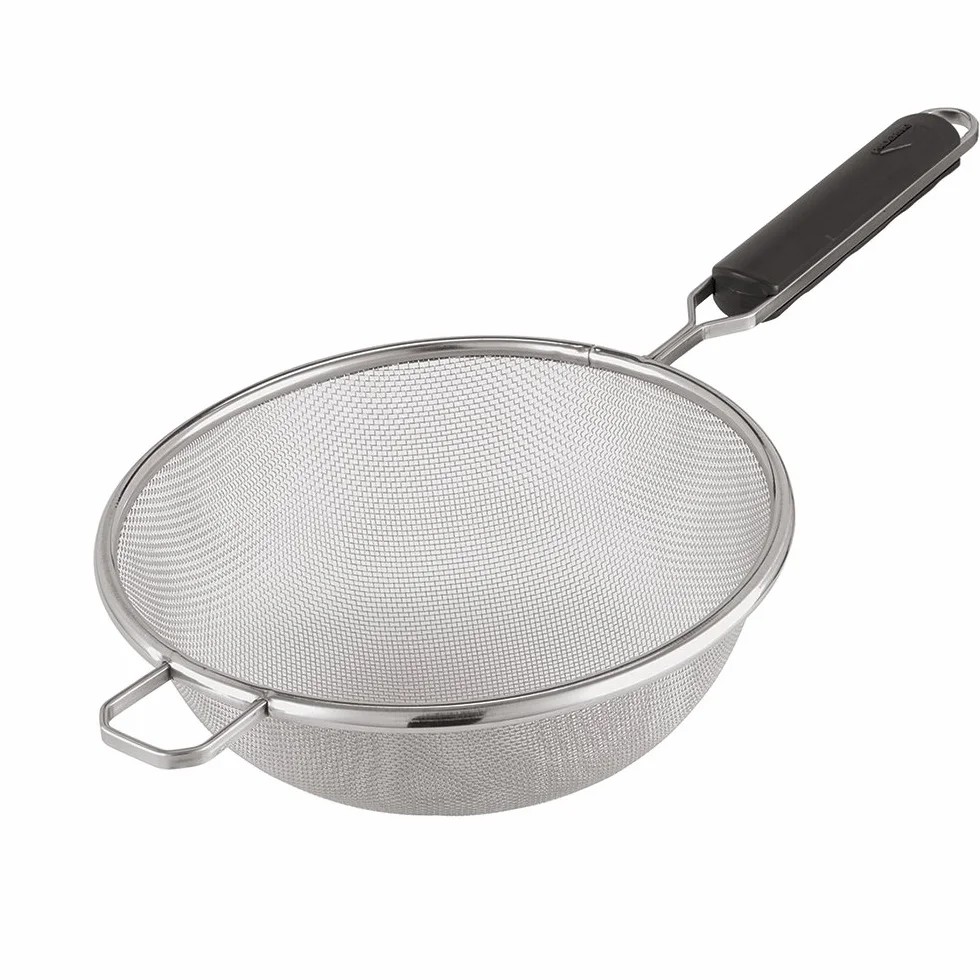 Paderno Paderno sitko do makaronu z uchwytem, idealne do ociekania i odcedzania, tkanina ze stali nierdzewnej, średnica 18 cm, kolor srebrny