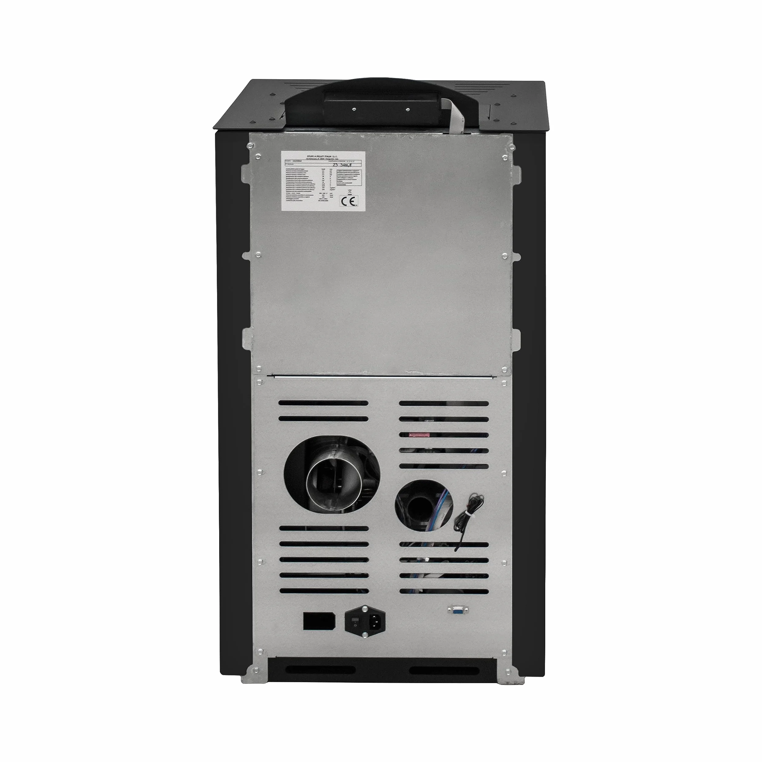 STUFE A PELLET ITALIA - California 8Kw - Piec wentylacyjny, Wydajność 91%, Ogrzewanie 70m², Autonomia 20H, 5 prędkości i mocy, Programowalny, 24 Miesięcy Gwarancja, CZARNY
