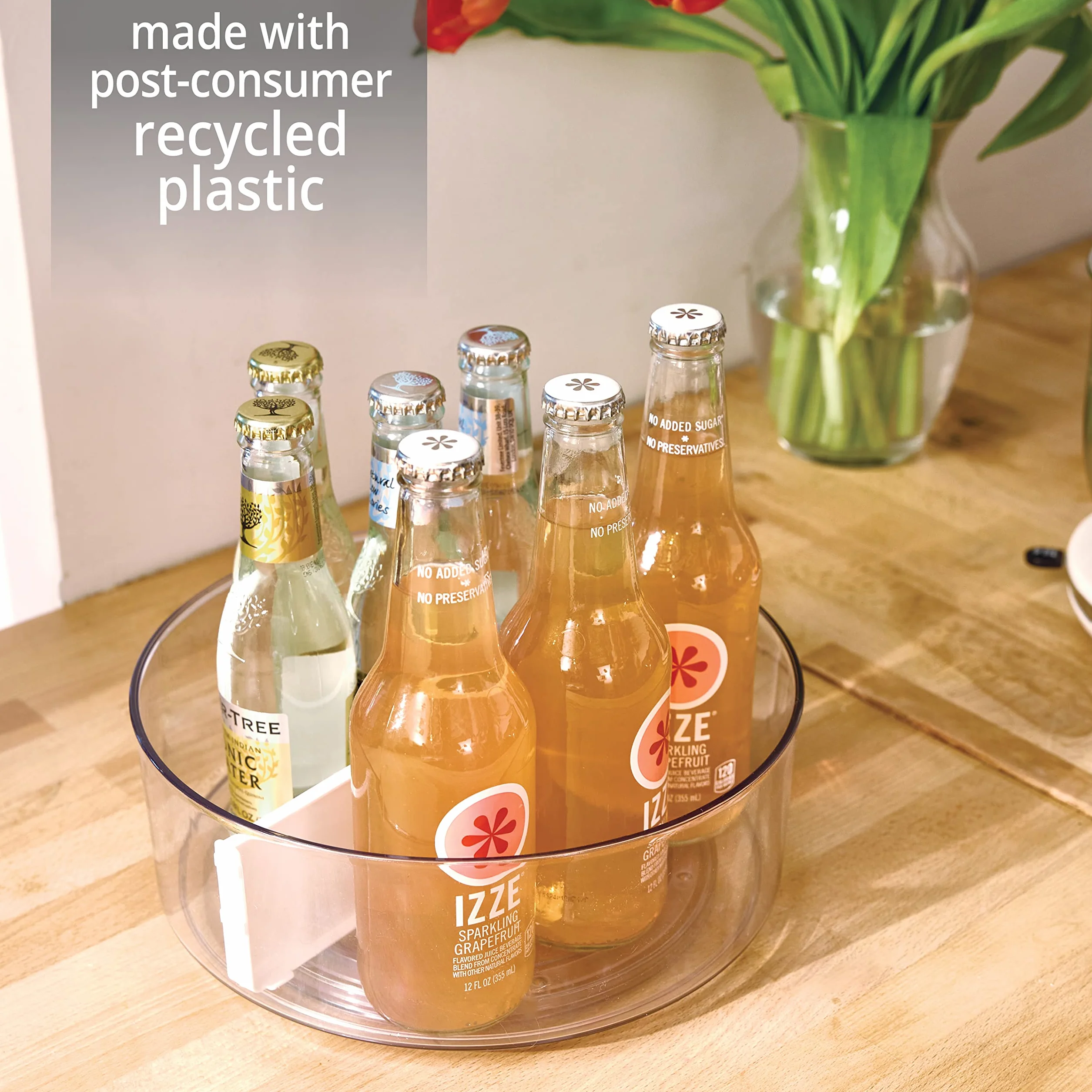 iDesign Lazy Susan obrotowy organizer kuchenny ze zdejmowaną przegrodą przezroczysty biały
