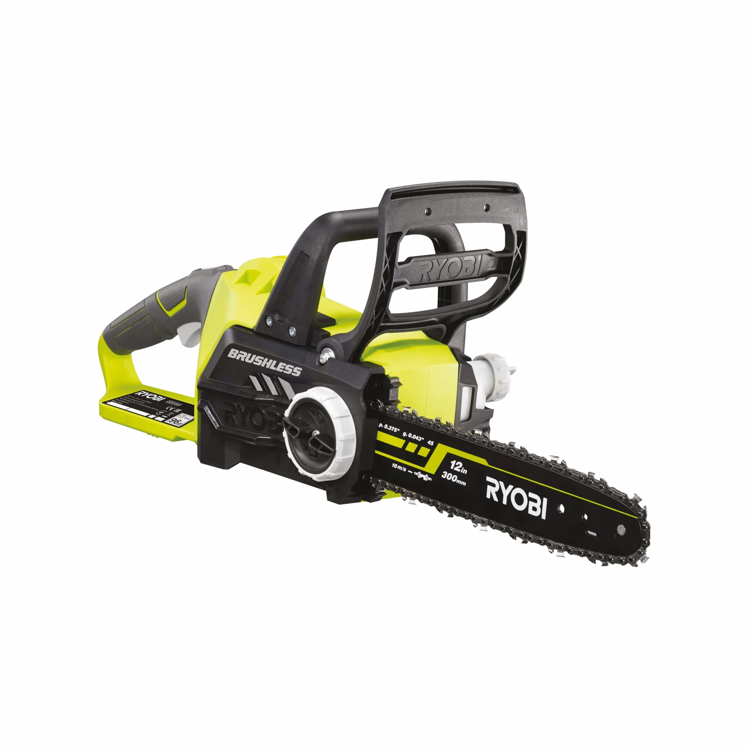 Ryobi Pilarka Łańcuchowa 18 V, OCS1830, Silnik Bezszczotkowy, Długość Prowadnicy 30 cm, Prędkość Przesuwu Łańcucha 10 m/s, Prowadnica oraz Łańcuch Marki Oregon, Automatyczne Smarowanie